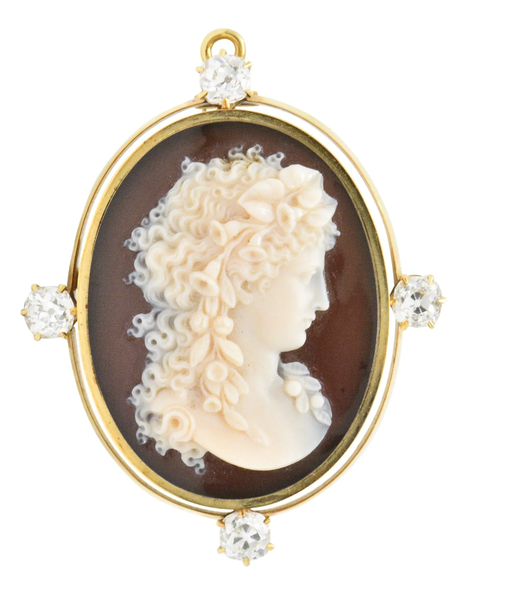 Tiffany & Co. Victorian 2.00 CTW Diamond Hardstone Cameo Pendant/Brooch