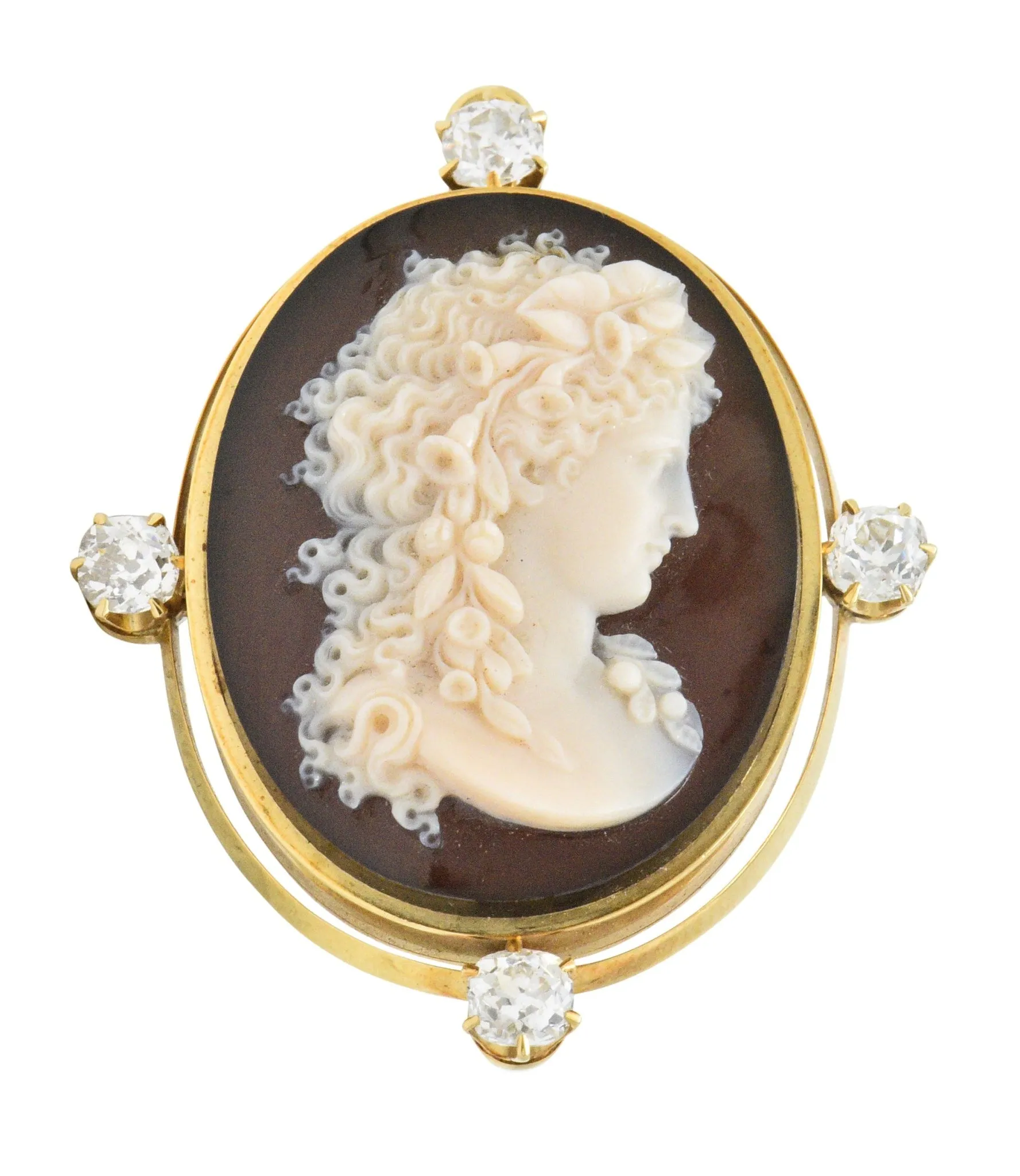 Tiffany & Co. Victorian 2.00 CTW Diamond Hardstone Cameo Pendant/Brooch
