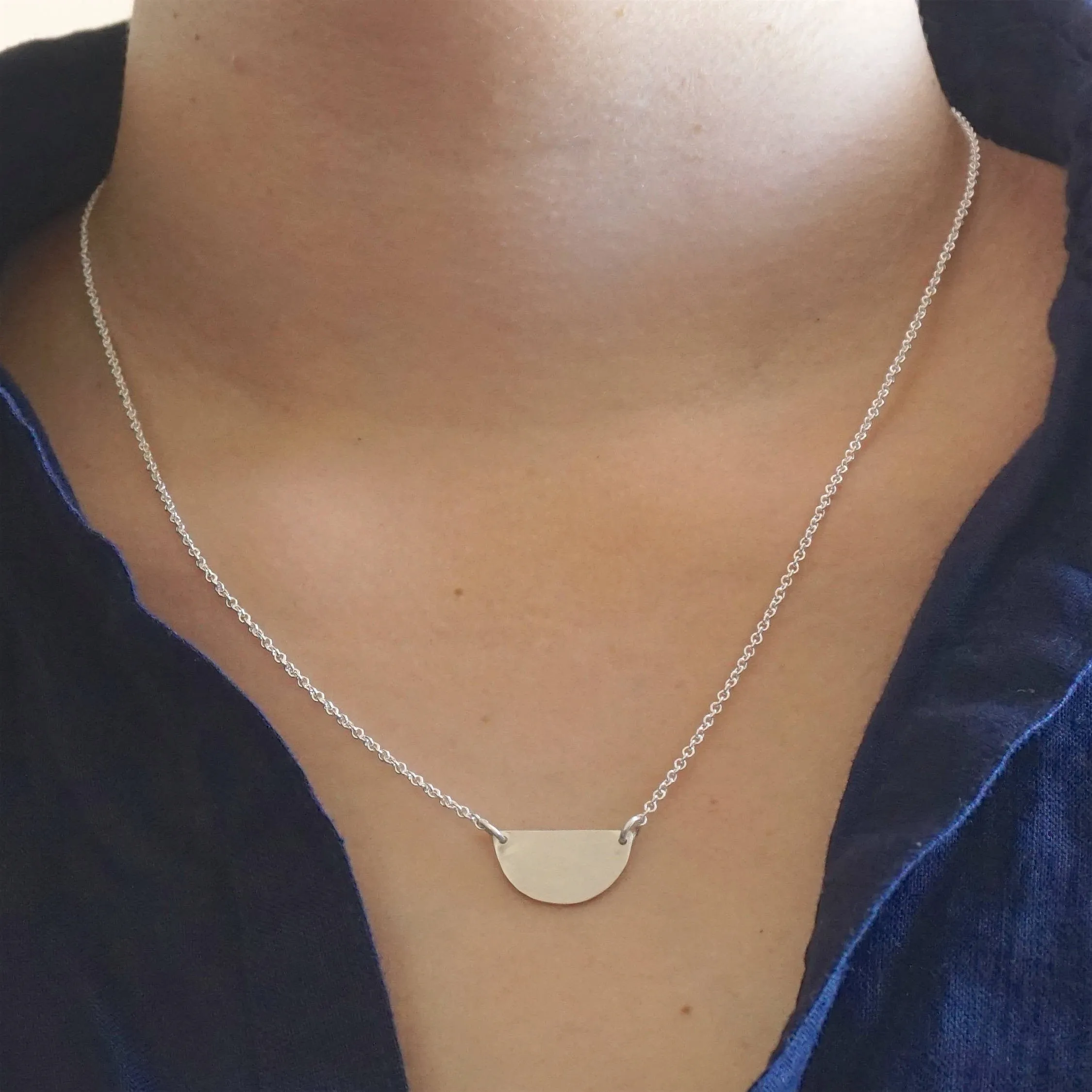 Timeless Simplicity In This Hand-Made, Half Circle Charm Necklace - 0282