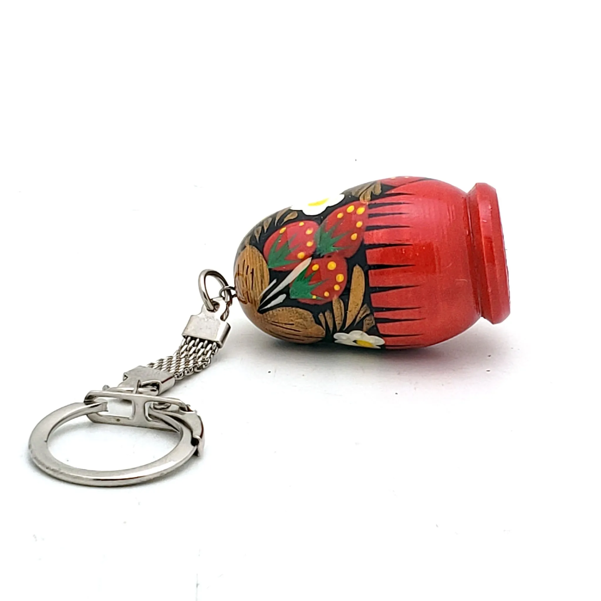 Traditional Russian Keychain Strawberry and Ladybug Matryoshka
