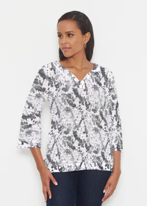 Trixie (8057) ~ Banded 3/4 Bell-Sleeve V-Neck Tunic