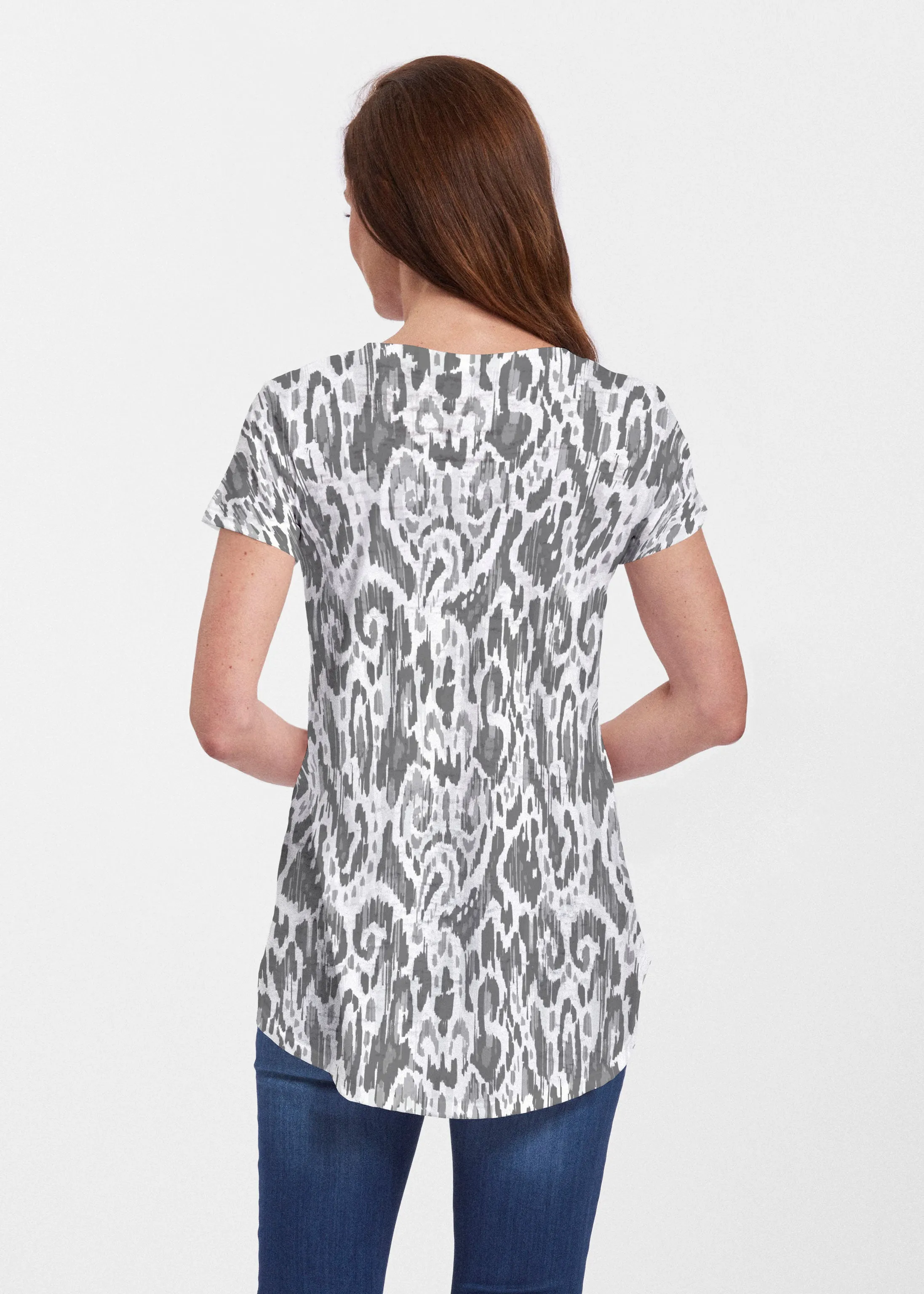 Trixie (8057) ~ Short Sleeve Scoop Neck Flowy Tunic
