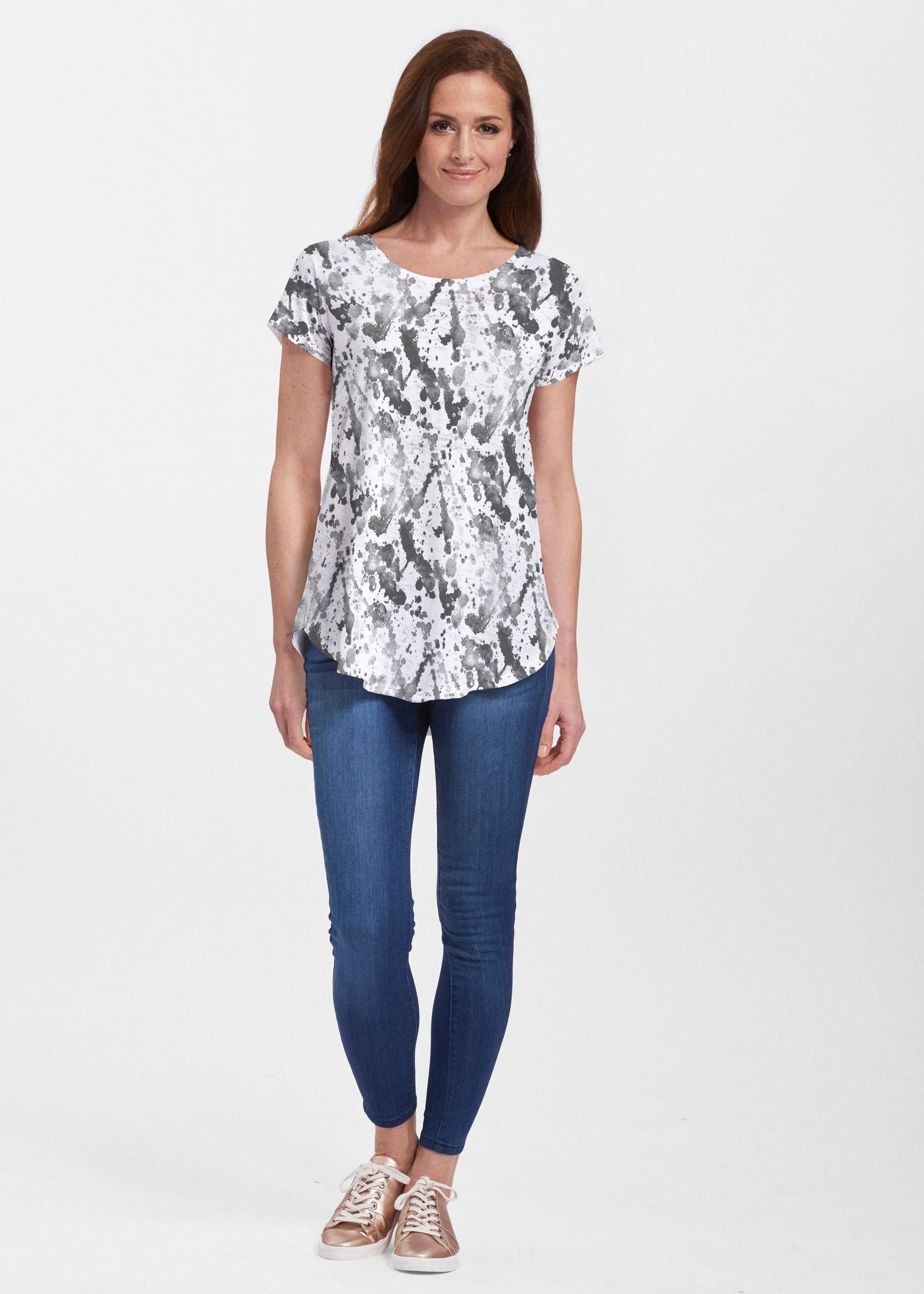 Trixie (8057) ~ Short Sleeve Scoop Neck Flowy Tunic