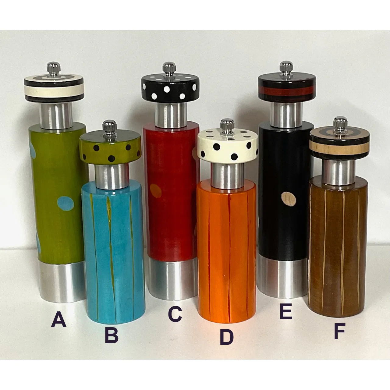 Tube Wooden Salt and Pepper Mills Grinders by Robert Wilhelm
