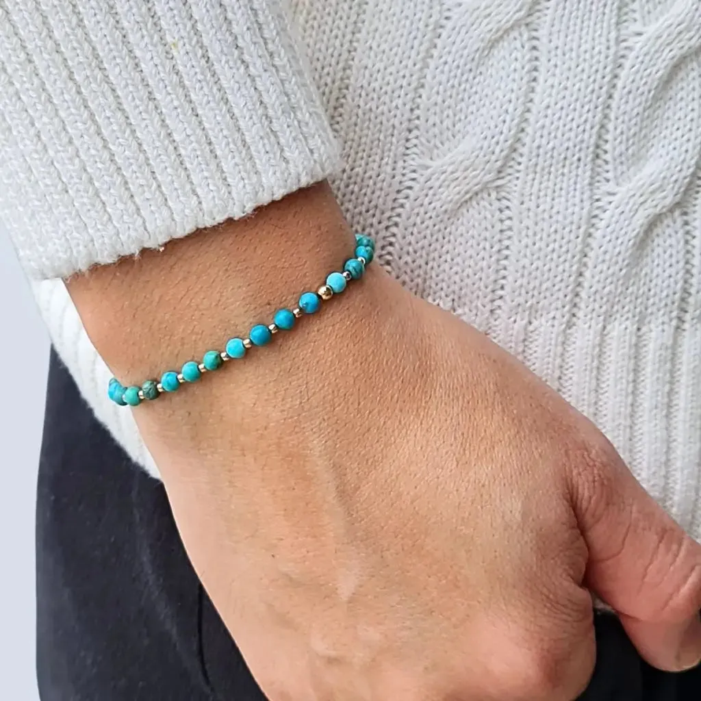 Turquoise & 14K Gold Minimalist Bracelet