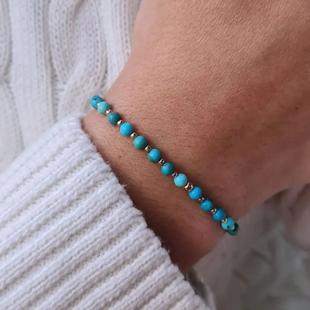 Turquoise & 14K Gold Minimalist Bracelet