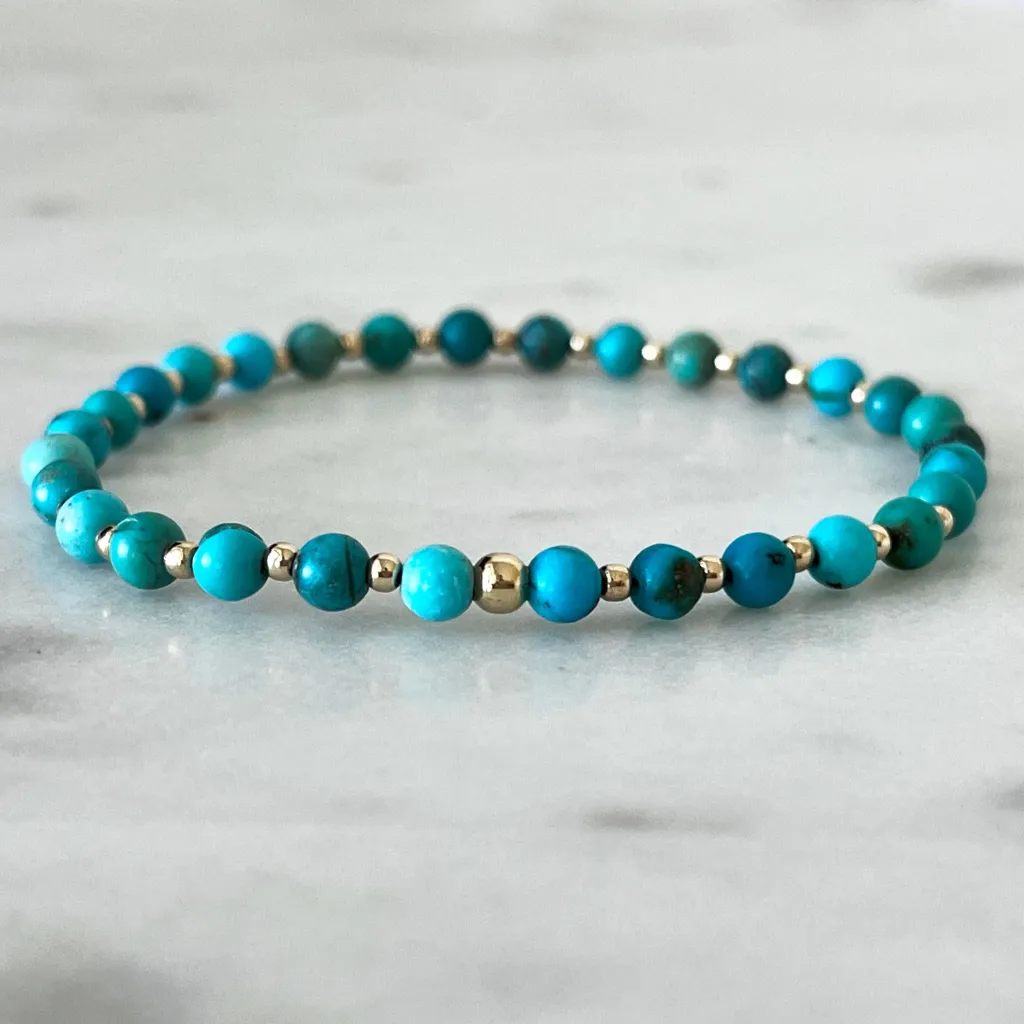 Turquoise & 14K Gold Minimalist Bracelet