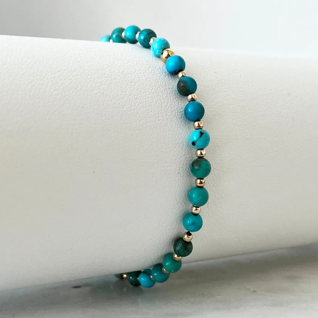 Turquoise & 14K Gold Minimalist Bracelet