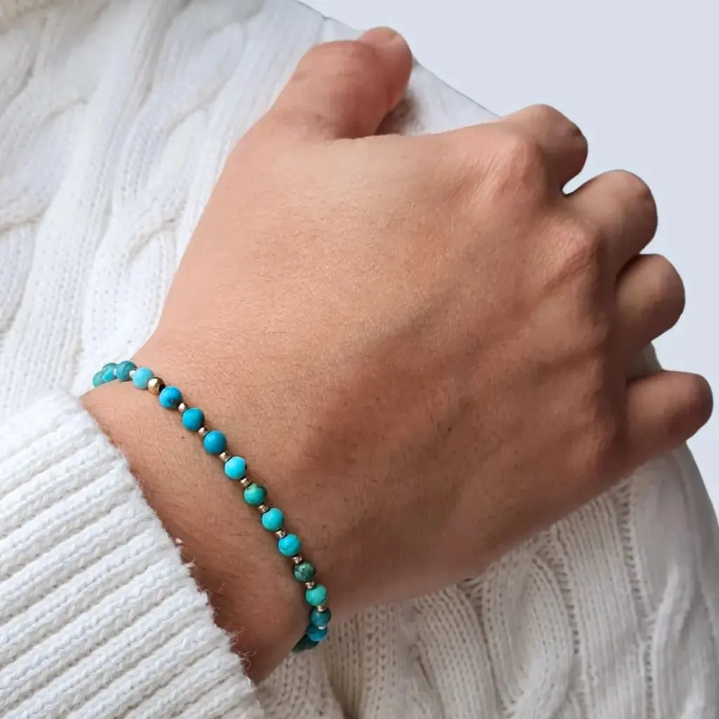 Turquoise & 14K Gold Minimalist Bracelet