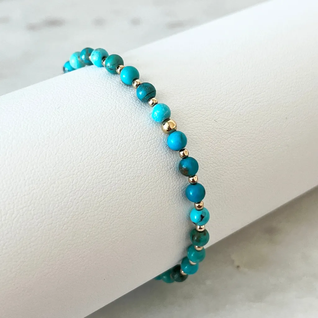 Turquoise & 14K Gold Minimalist Bracelet
