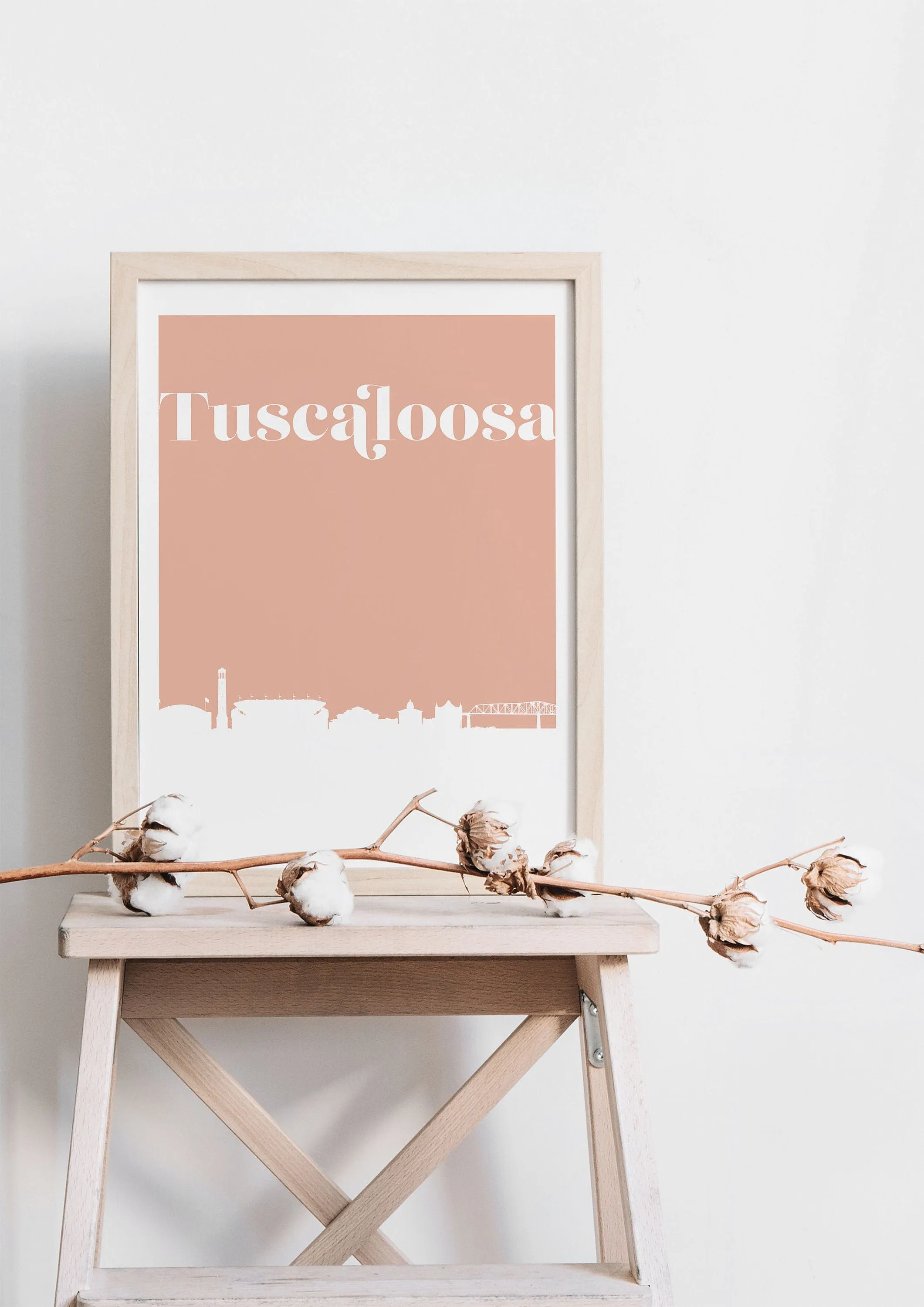 Tuscaloosa Alabama skyline print, Tuscaloosa print, college dorm decor, college apartment decor, college wall art, framed art gifts