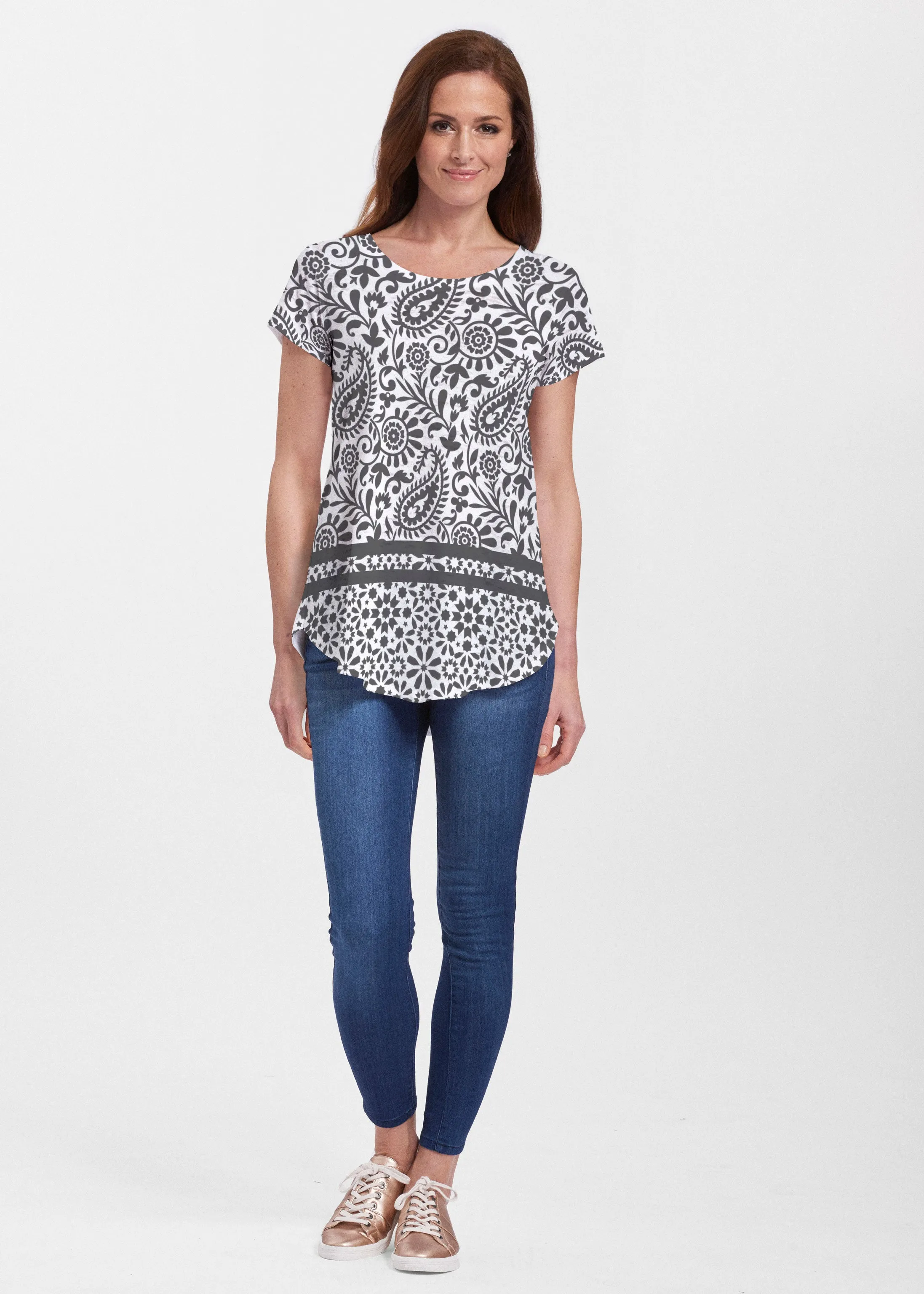 Victoria (14301) ~ Short Sleeve Scoop Neck Flowy Tunic