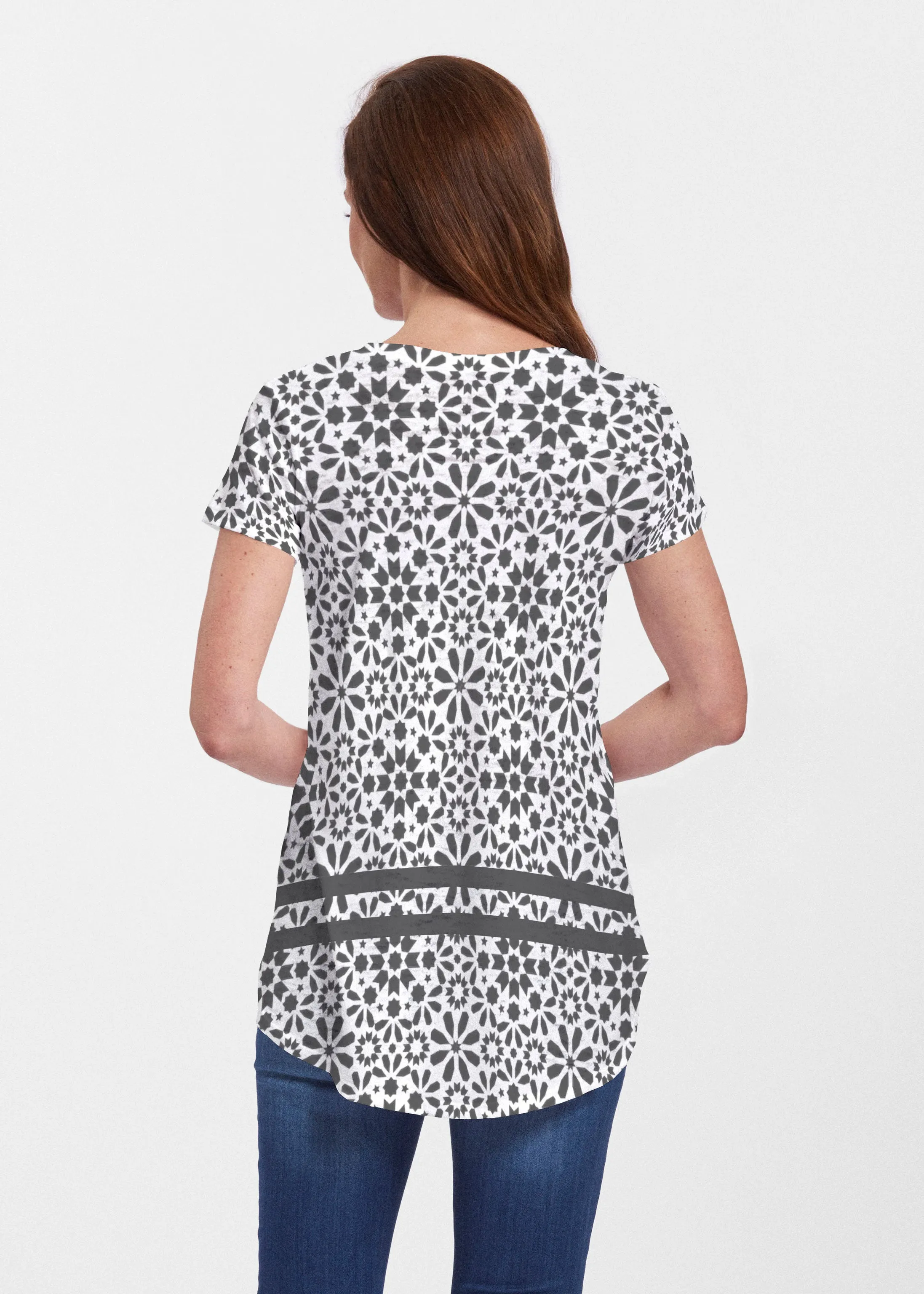 Victoria (14301) ~ Short Sleeve Scoop Neck Flowy Tunic
