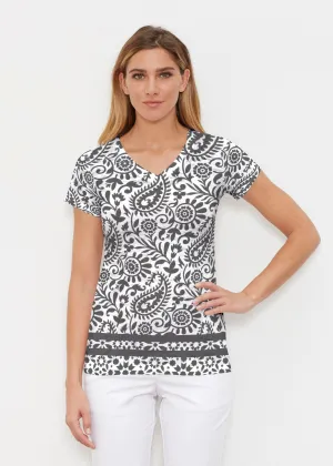 Victoria (14301) ~ Signature Cap Sleeve V-Neck Shirt