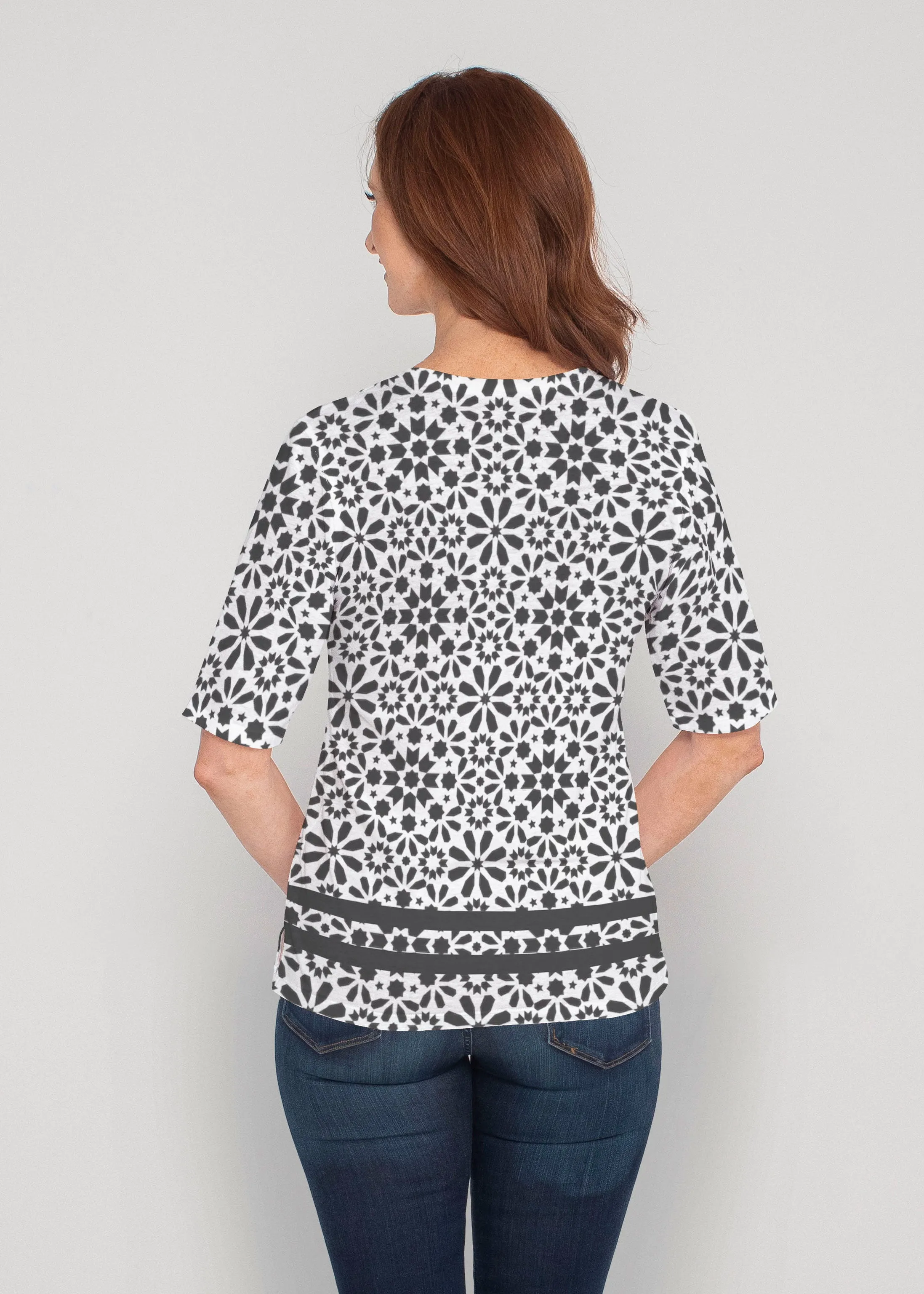Victoria (14301) ~ Signature Elbow Sleeve V-Neck Top