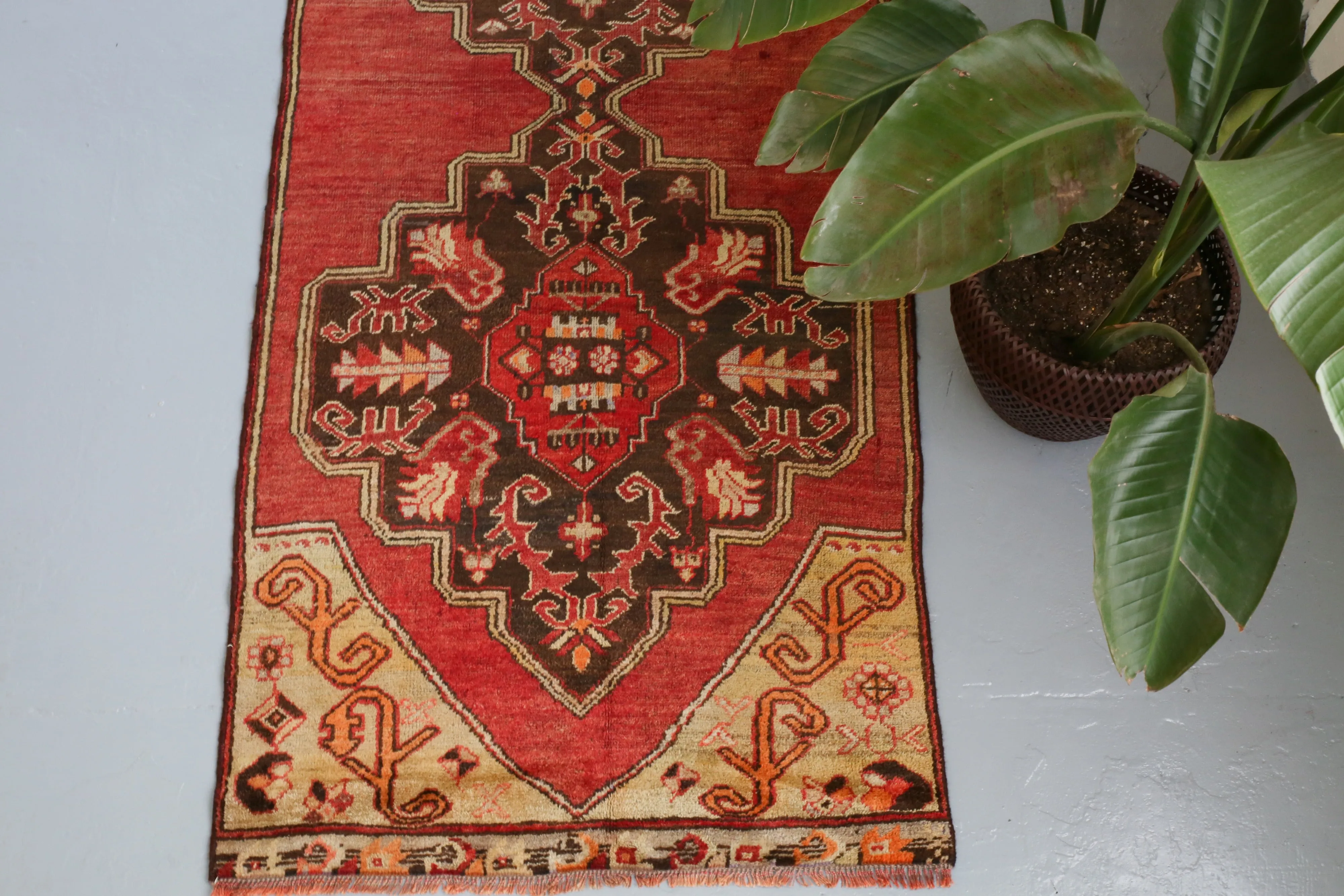 Vintage Anatolian Runner Rug 2.11ftx10.7ft