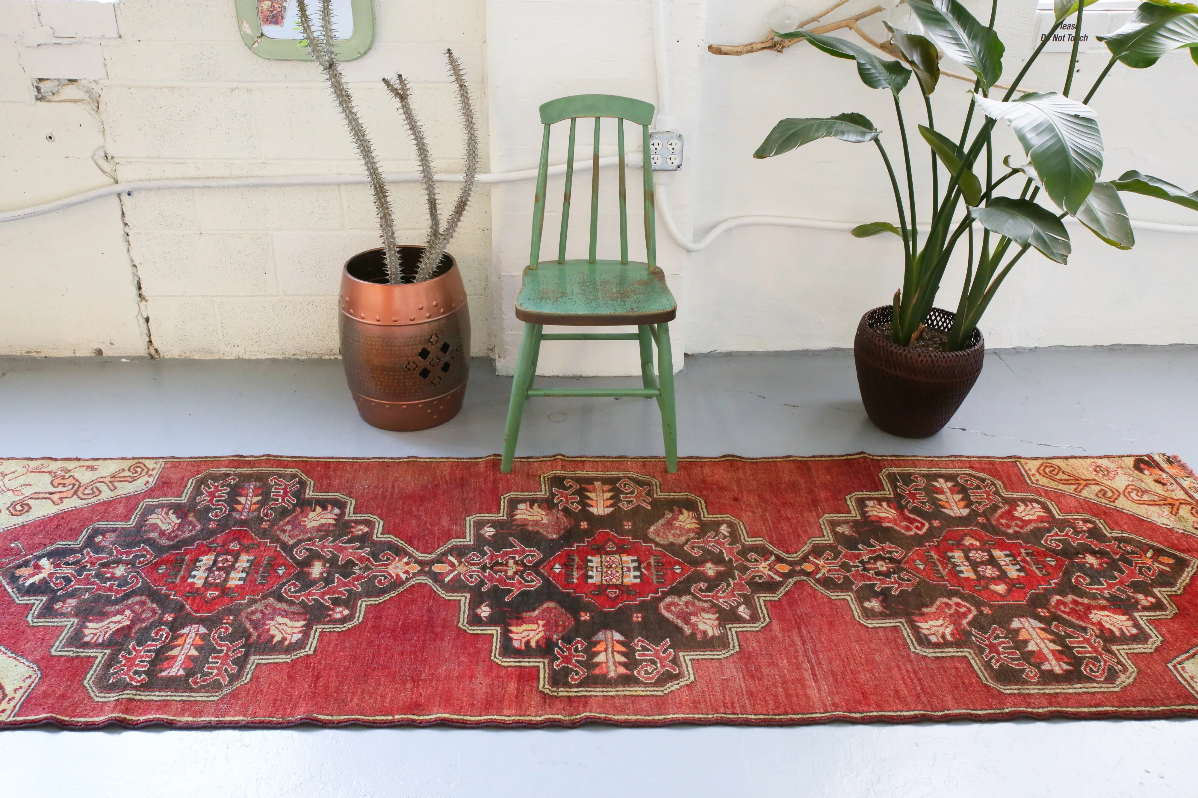 Vintage Anatolian Runner Rug 2.11ftx10.7ft