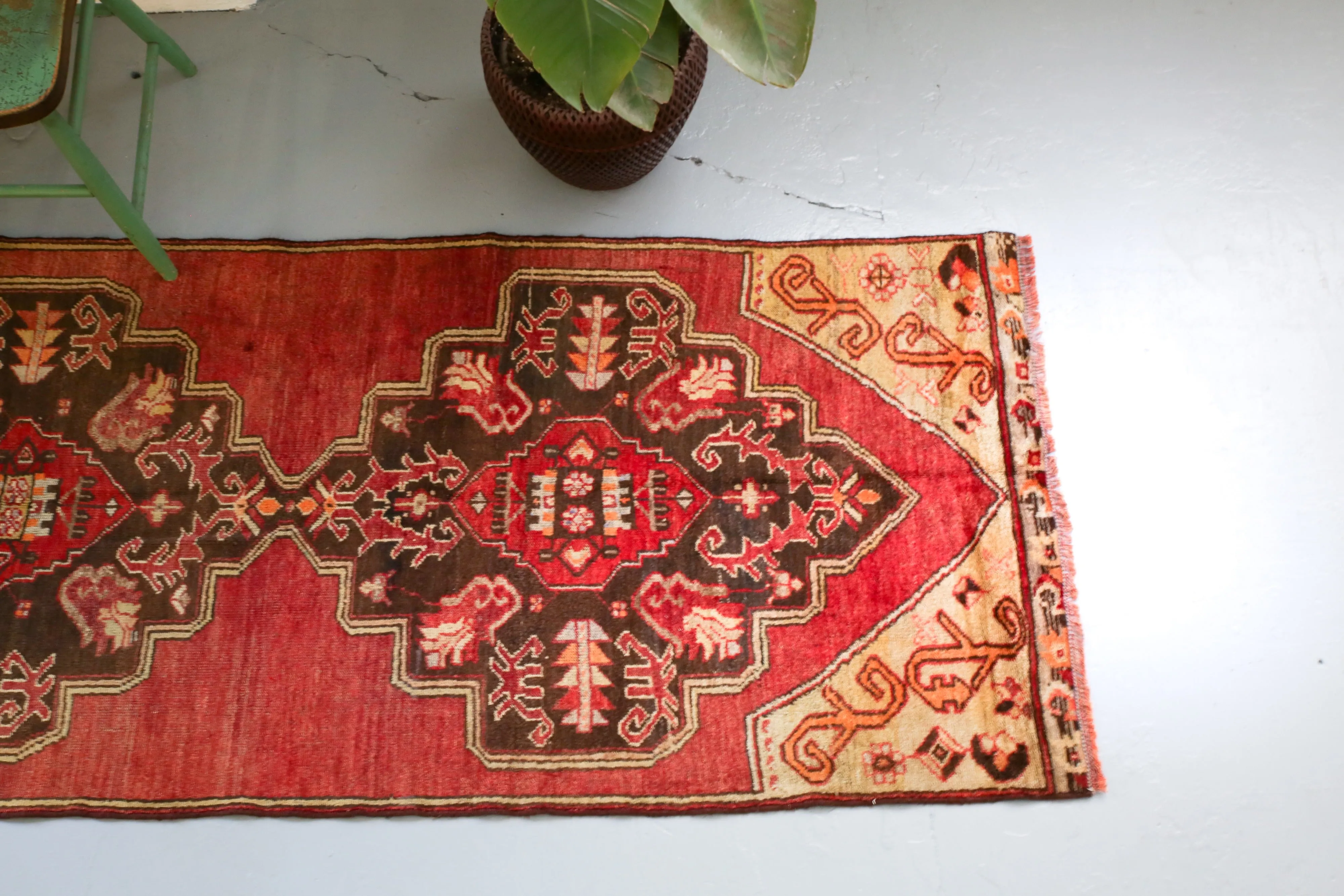 Vintage Anatolian Runner Rug 2.11ftx10.7ft