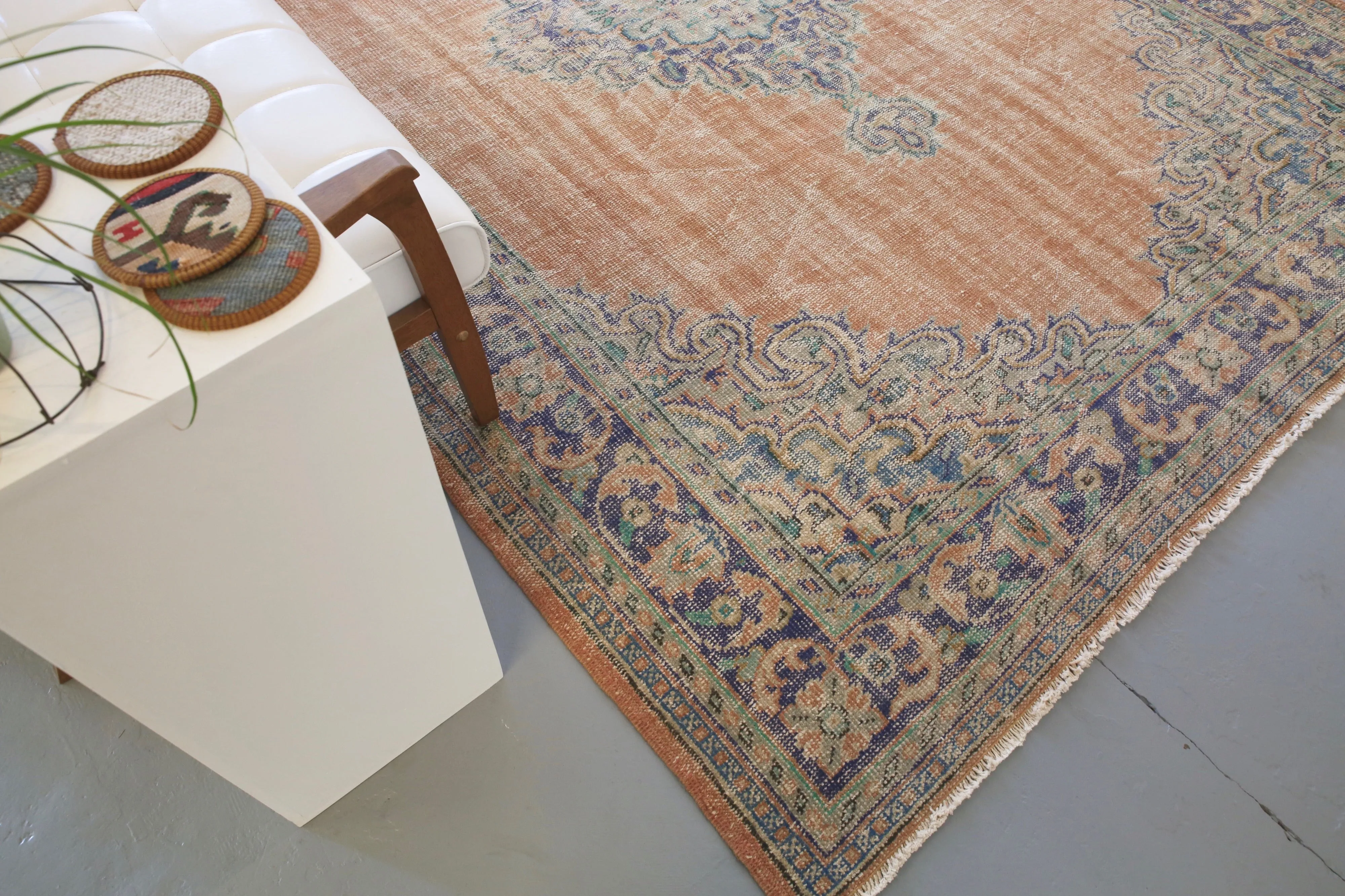 Vintage Demirci Oushak Rug 7.5ftx10ft