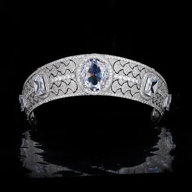 Vintage Diadem Large Zircon Wedding Tiaras Hair Jewelry