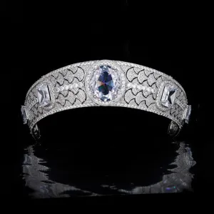 Vintage Diadem Large Zircon Wedding Tiaras Hair Jewelry