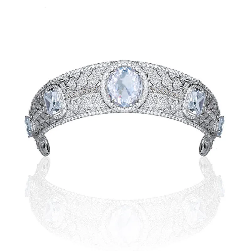 Vintage Diadem Large Zircon Wedding Tiaras Hair Jewelry