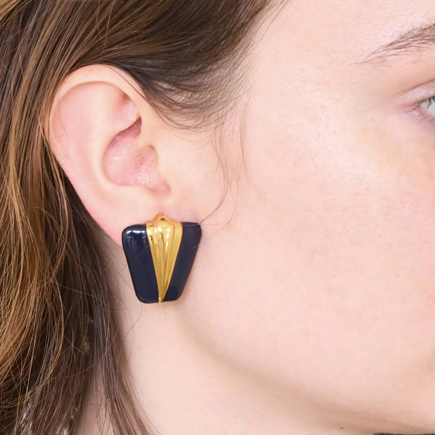 Vintage GJD Black and Gold Earrings