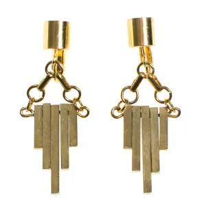 Vintage Gold Geometric Dangling Clip Earrings