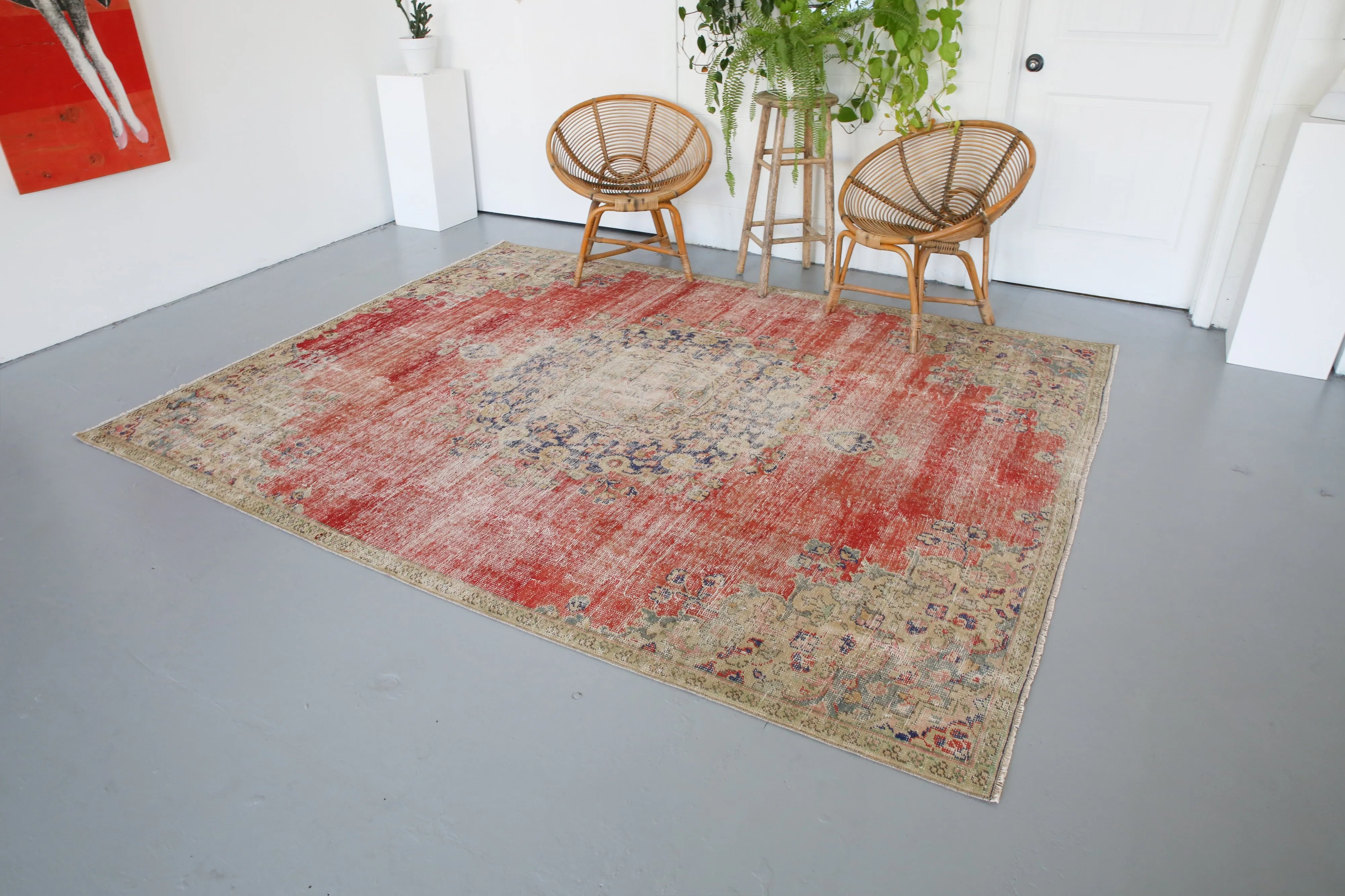 Vintage Isparta Rug 7.3ftx9ft