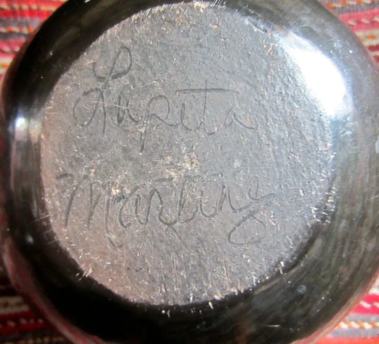 Vintage Lupita Martinez Black Ware Pot from San Ildefonso Pueblo
