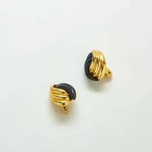 Vintage Monet Black and Gold Swirl Earrings