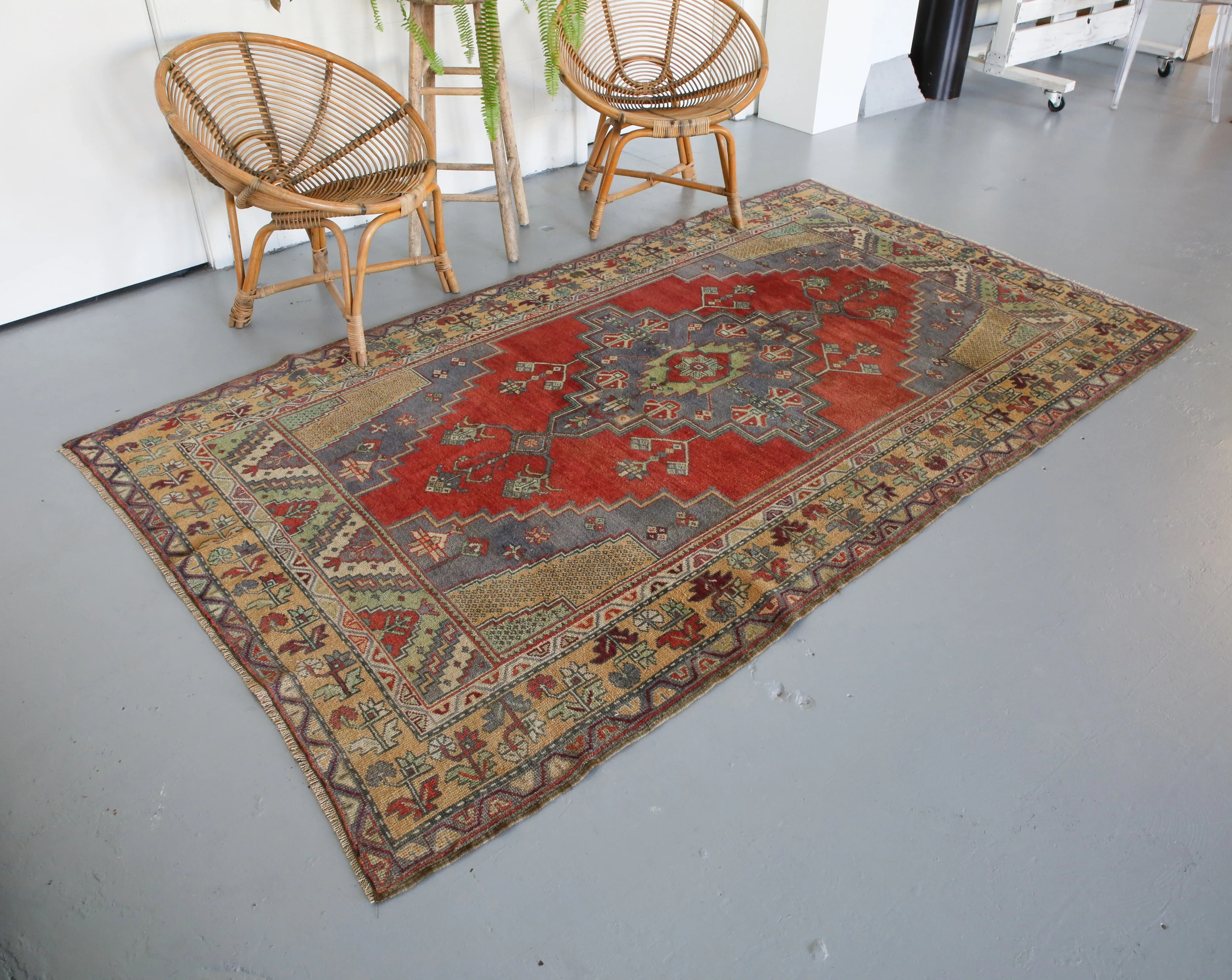 Vintage Ortakoy Aksaray Rug 4.10ftx8.5ft