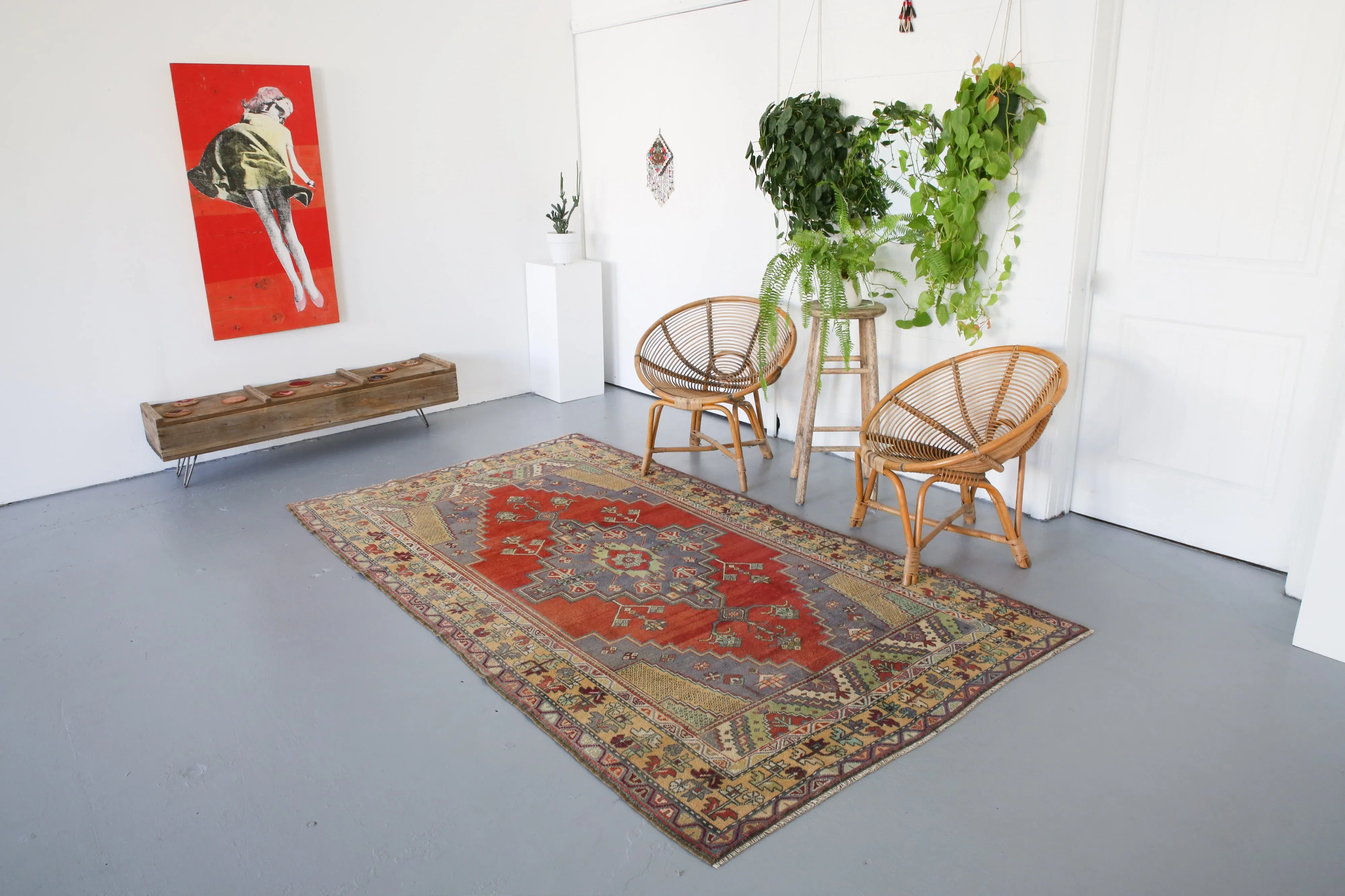 Vintage Ortakoy Aksaray Rug 4.10ftx8.5ft
