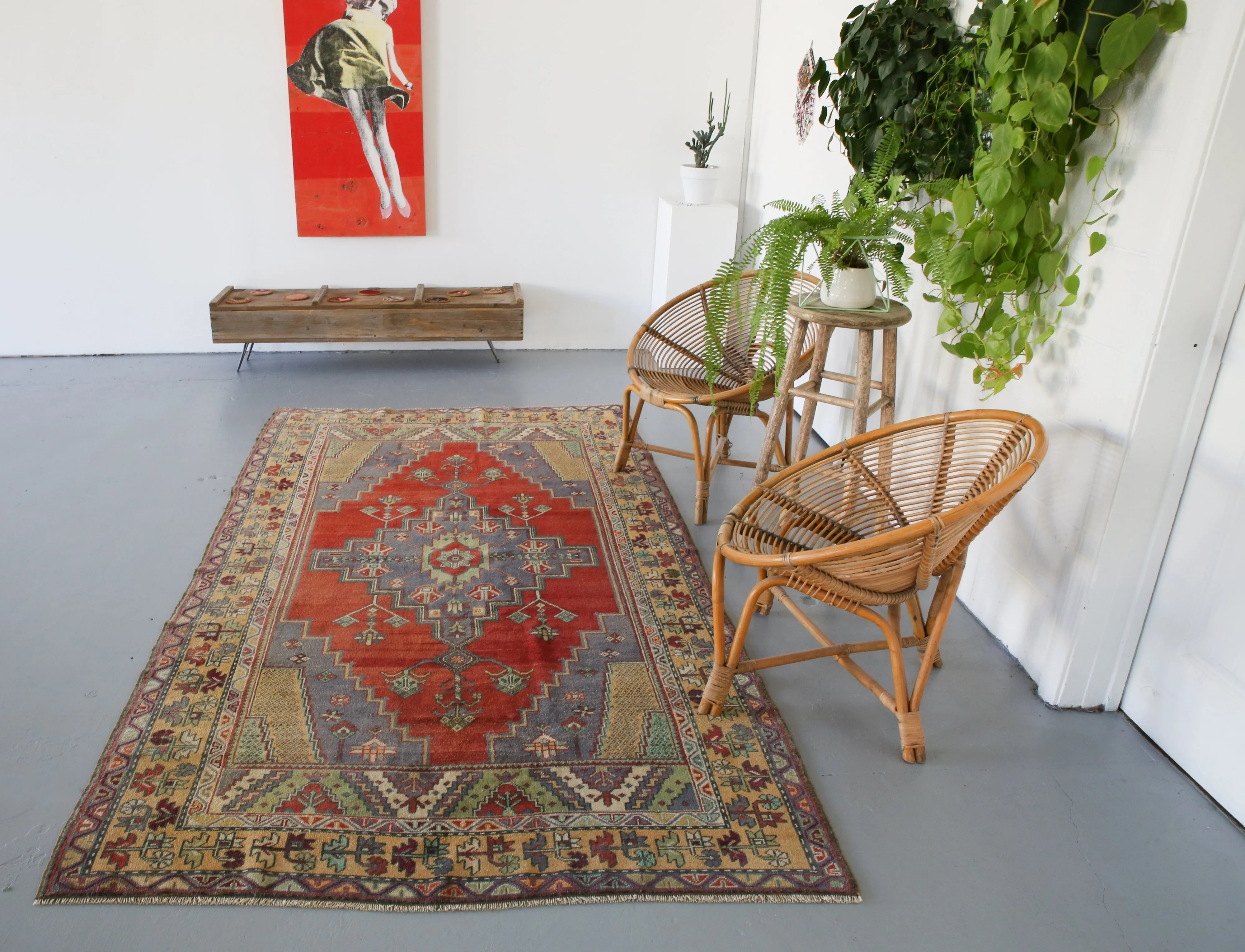 Vintage Ortakoy Aksaray Rug 4.10ftx8.5ft