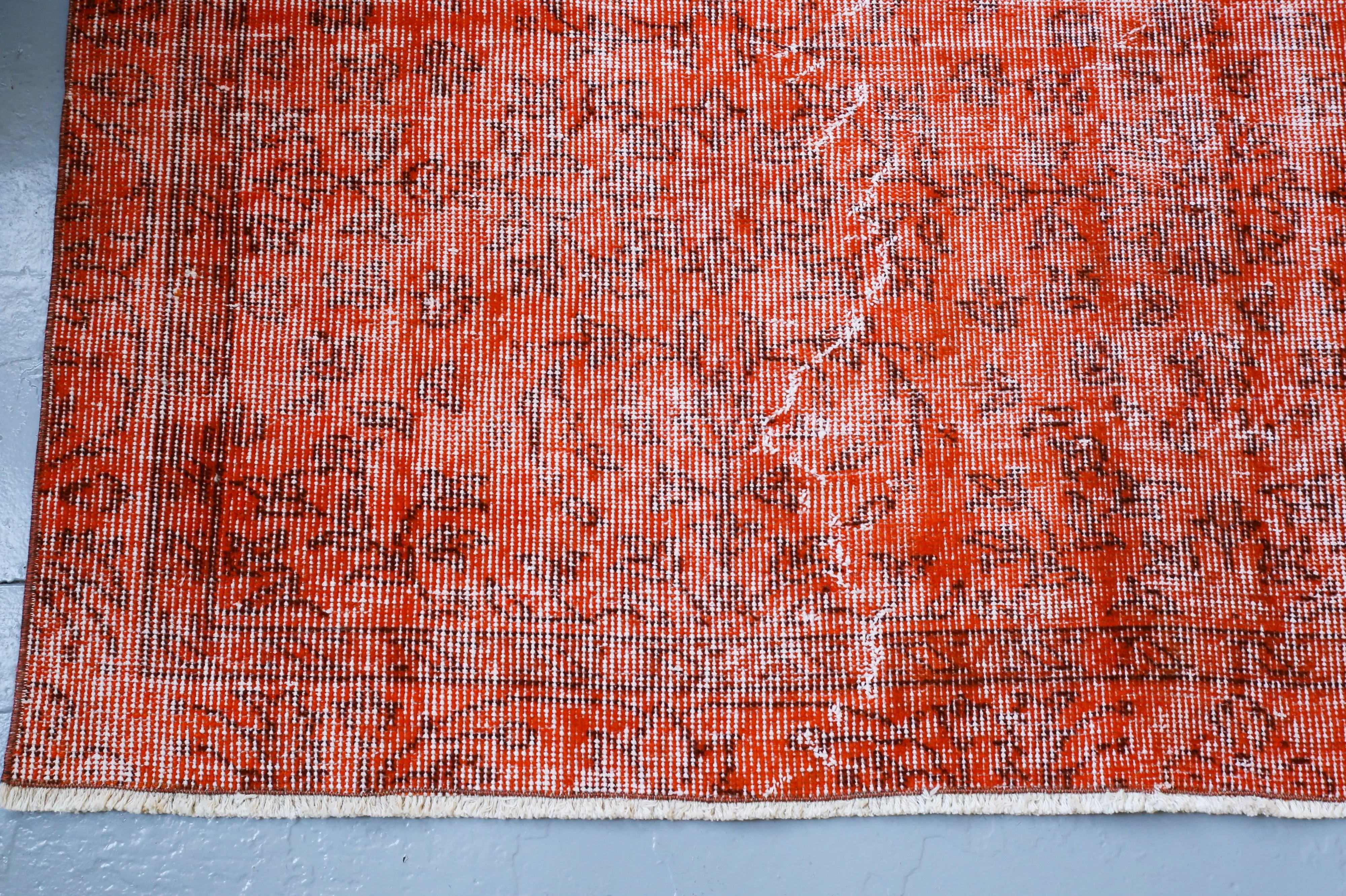Vintage Overdyed Isparta Rug in Burnt Orange 5.4ftx8.7ft