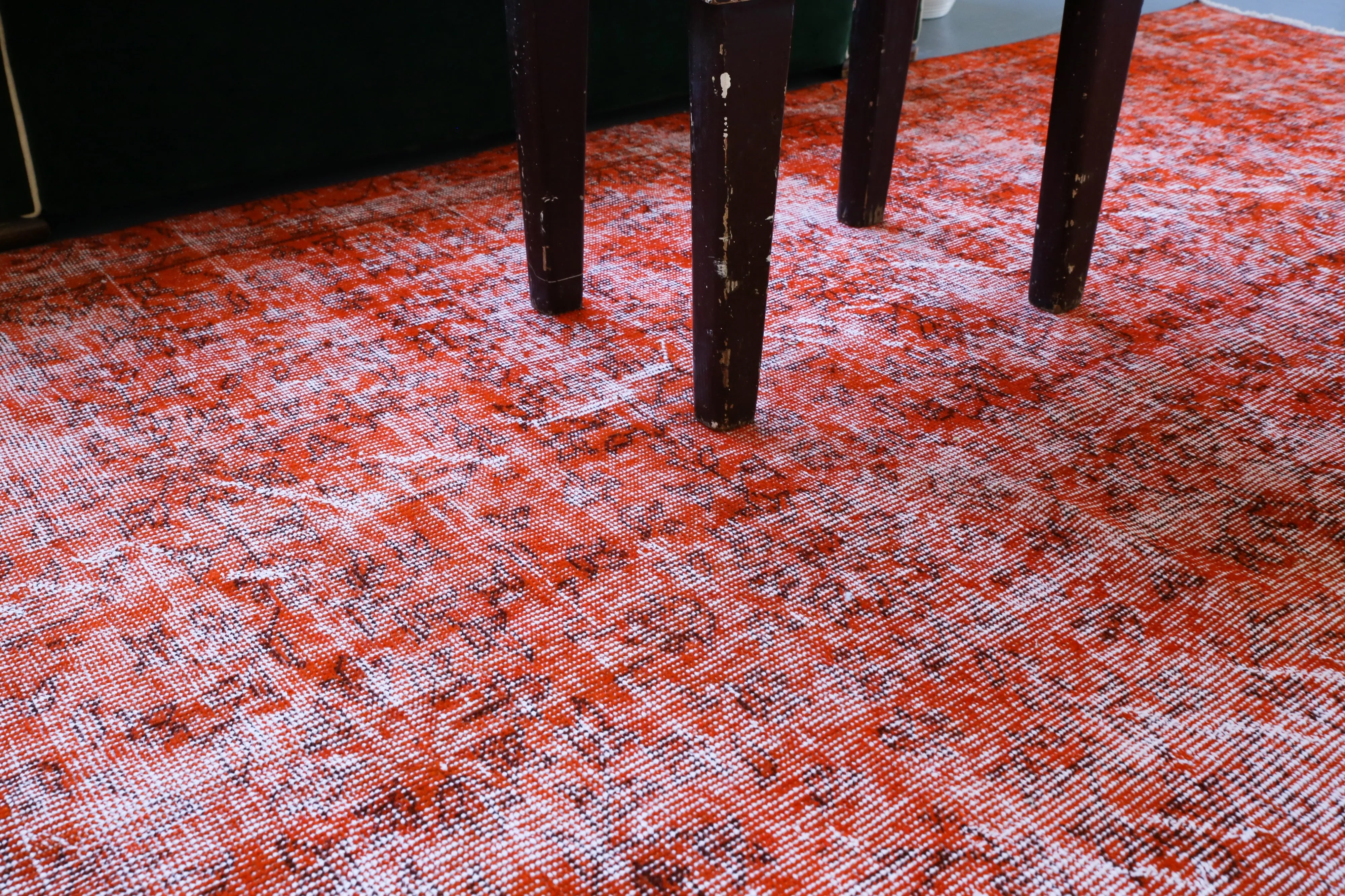Vintage Overdyed Isparta Rug in Burnt Orange 5.4ftx8.7ft