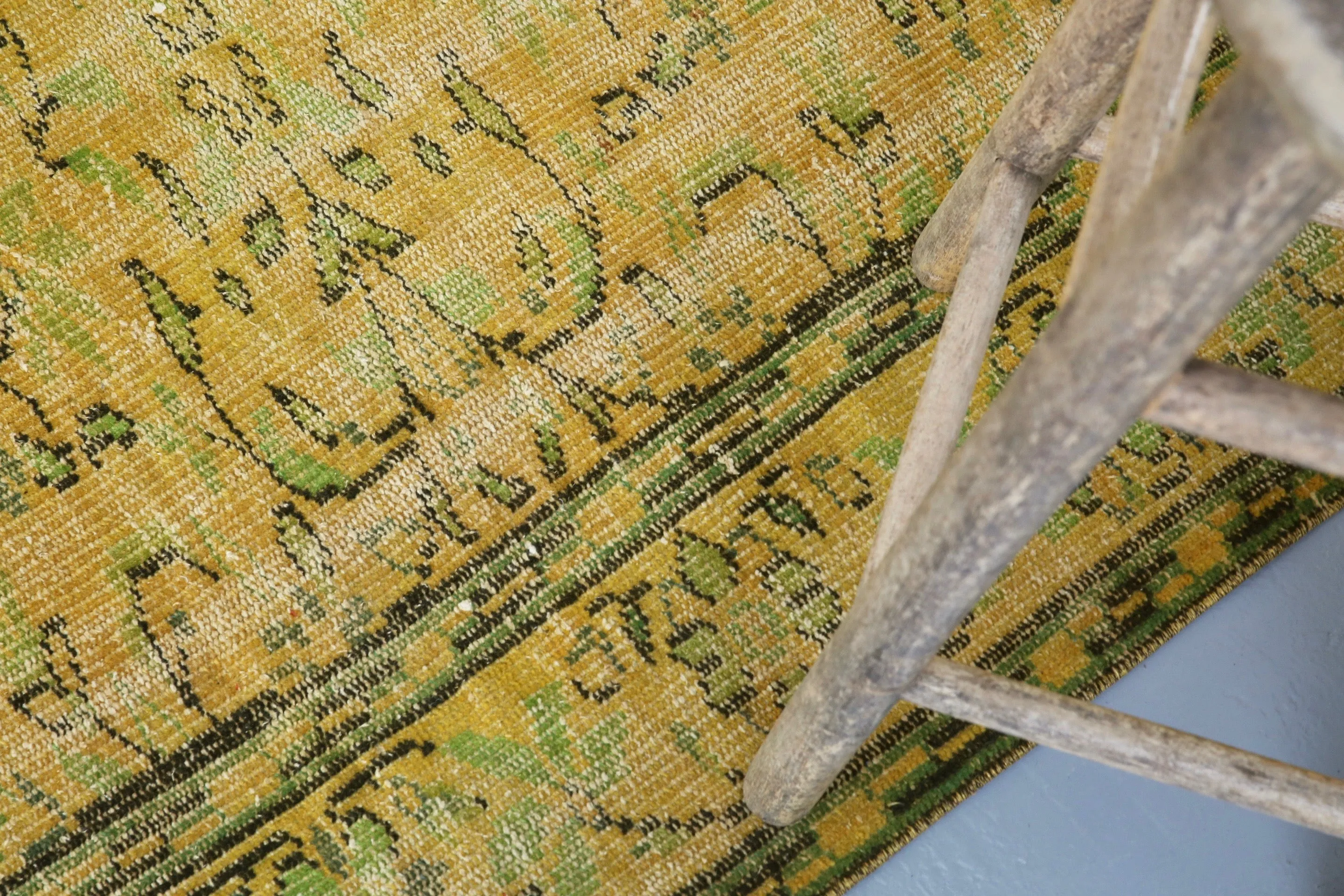 Vintage Overdyed Isparta Rug in Mint Lemon 6ftx10ft
