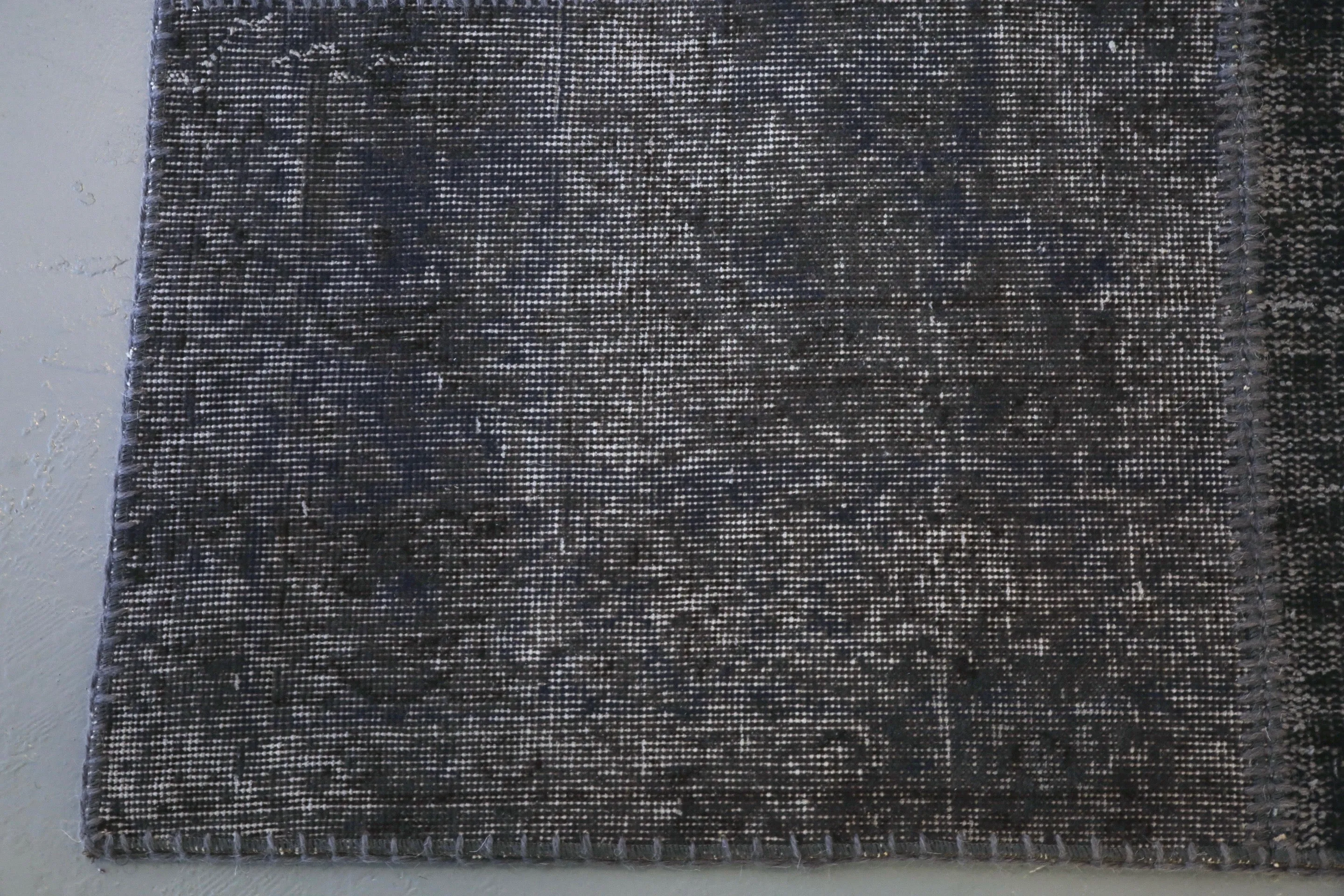 Vintage Patchwork Isparta Rug overdyed in Black 10ftx13ft