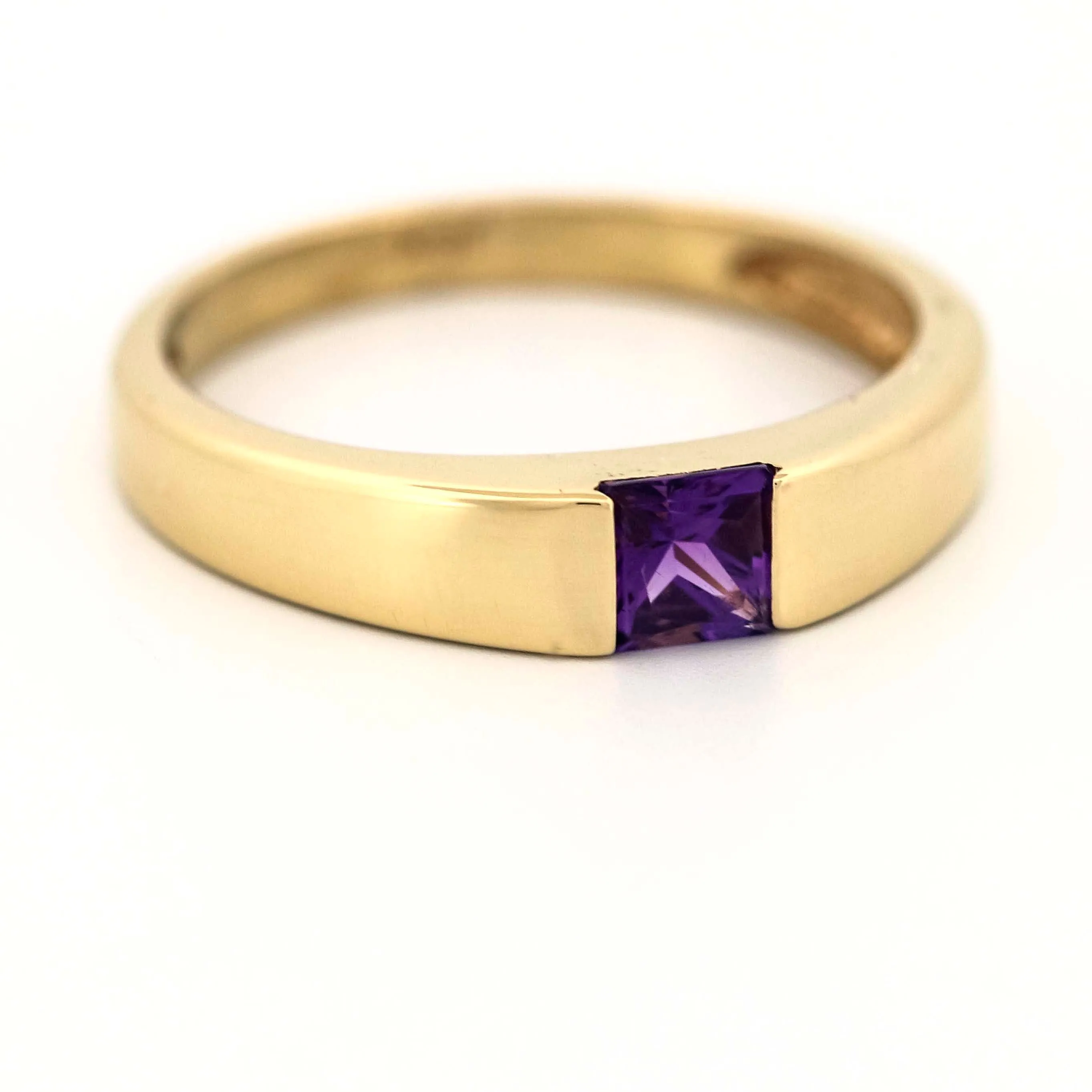 Vintage Style 18k Gold Amethyst Gemstone Ring - Size 7