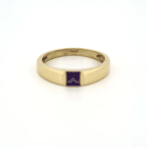 Vintage Style 18k Gold Amethyst Gemstone Ring - Size 7