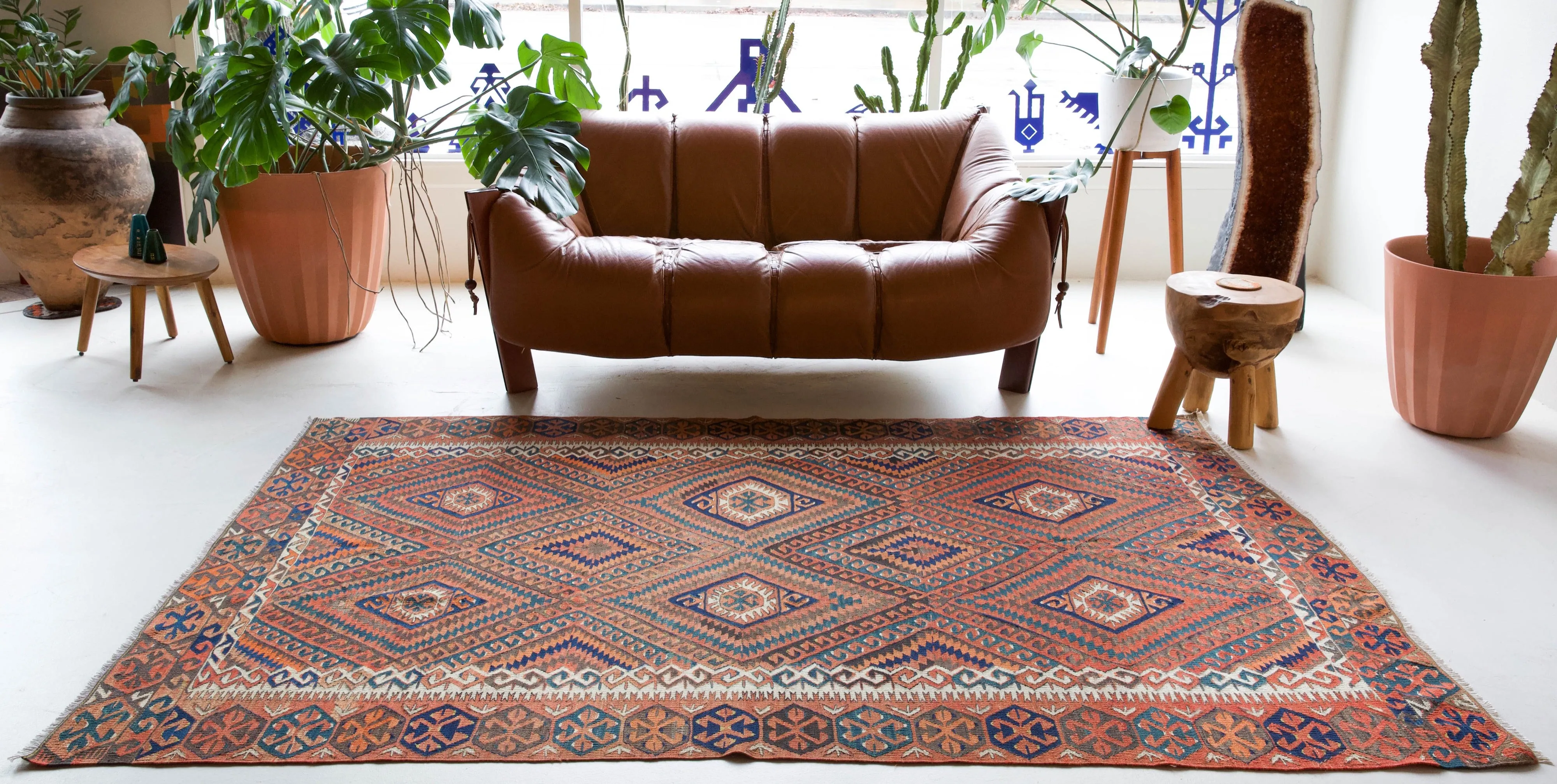 Vintage Turkish Fethiye Kilim Rug 5'4"x8'3"