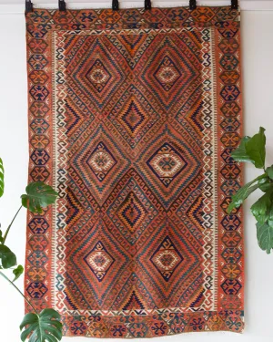 Vintage Turkish Fethiye Kilim Rug 5'4"x8'3"