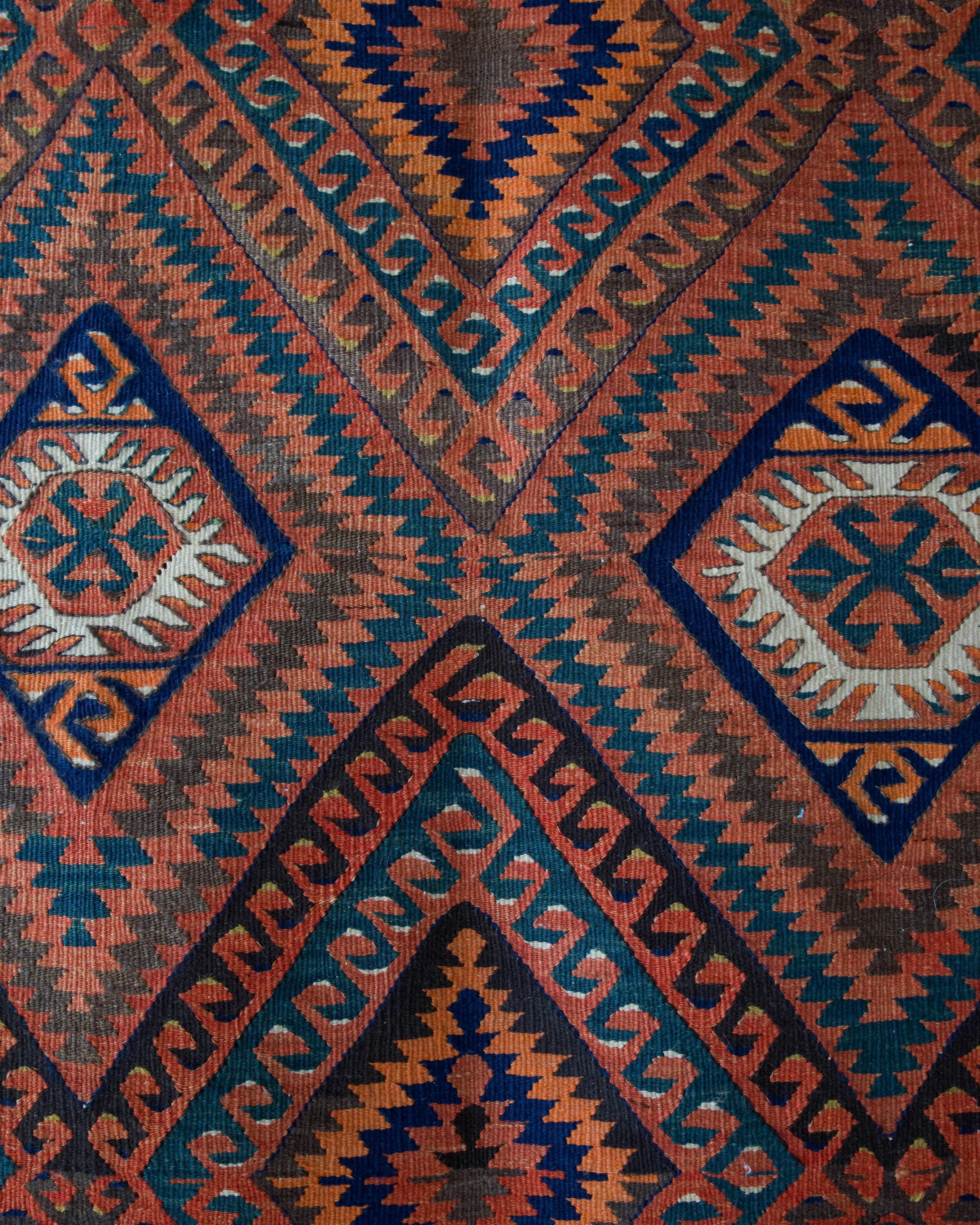 Vintage Turkish Fethiye Kilim Rug 5'4"x8'3"