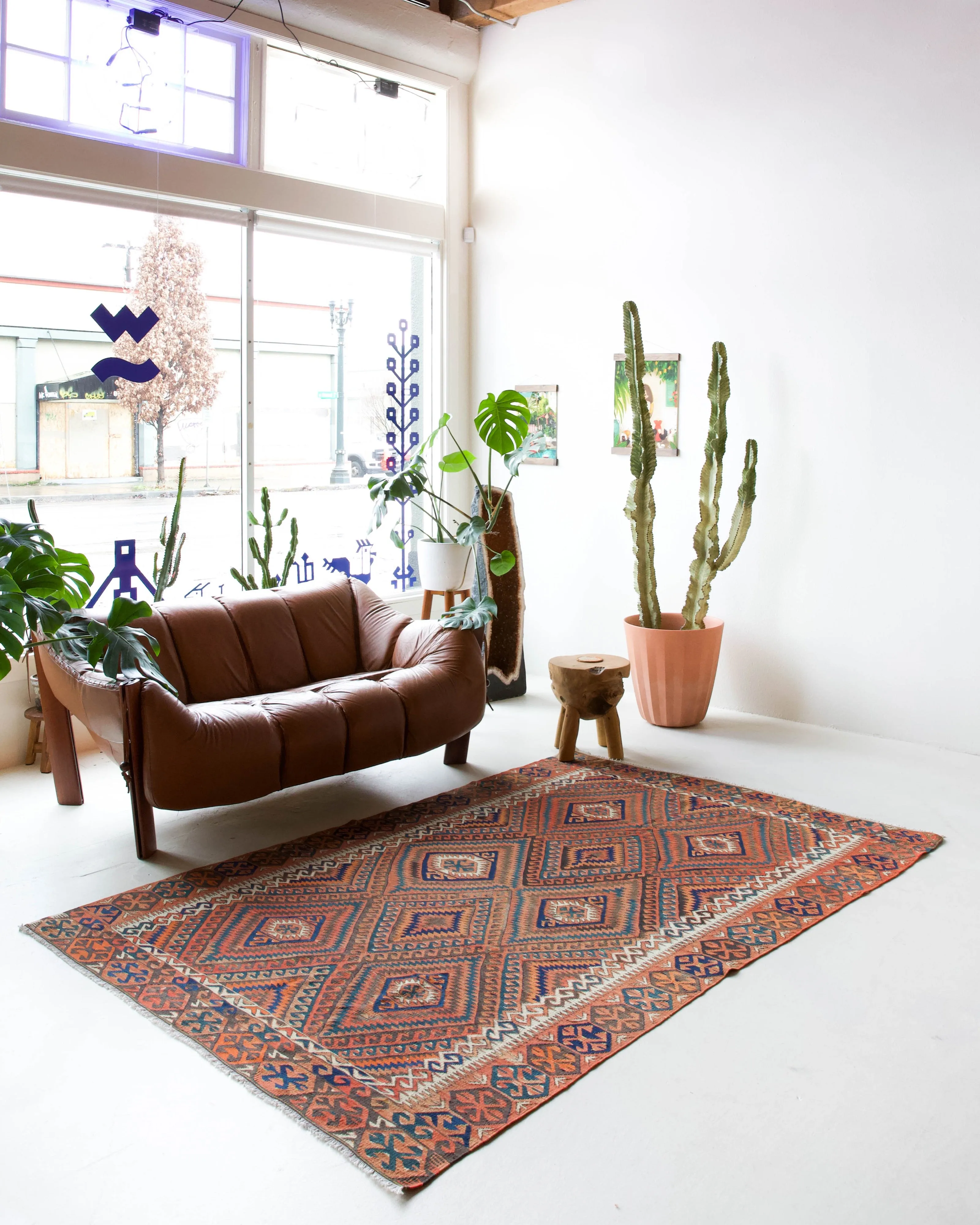 Vintage Turkish Fethiye Kilim Rug 5'4"x8'3"