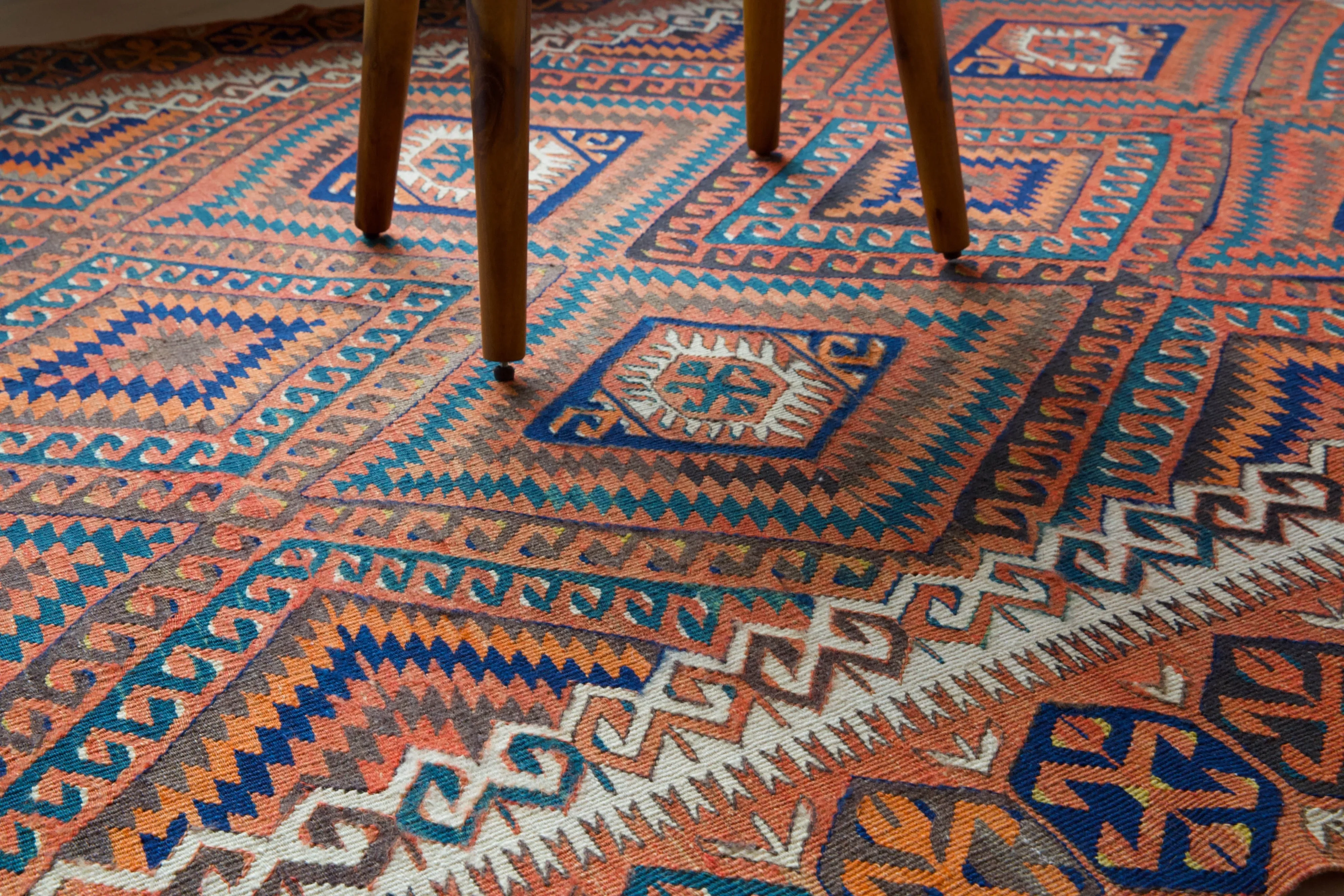 Vintage Turkish Fethiye Kilim Rug 5'4"x8'3"