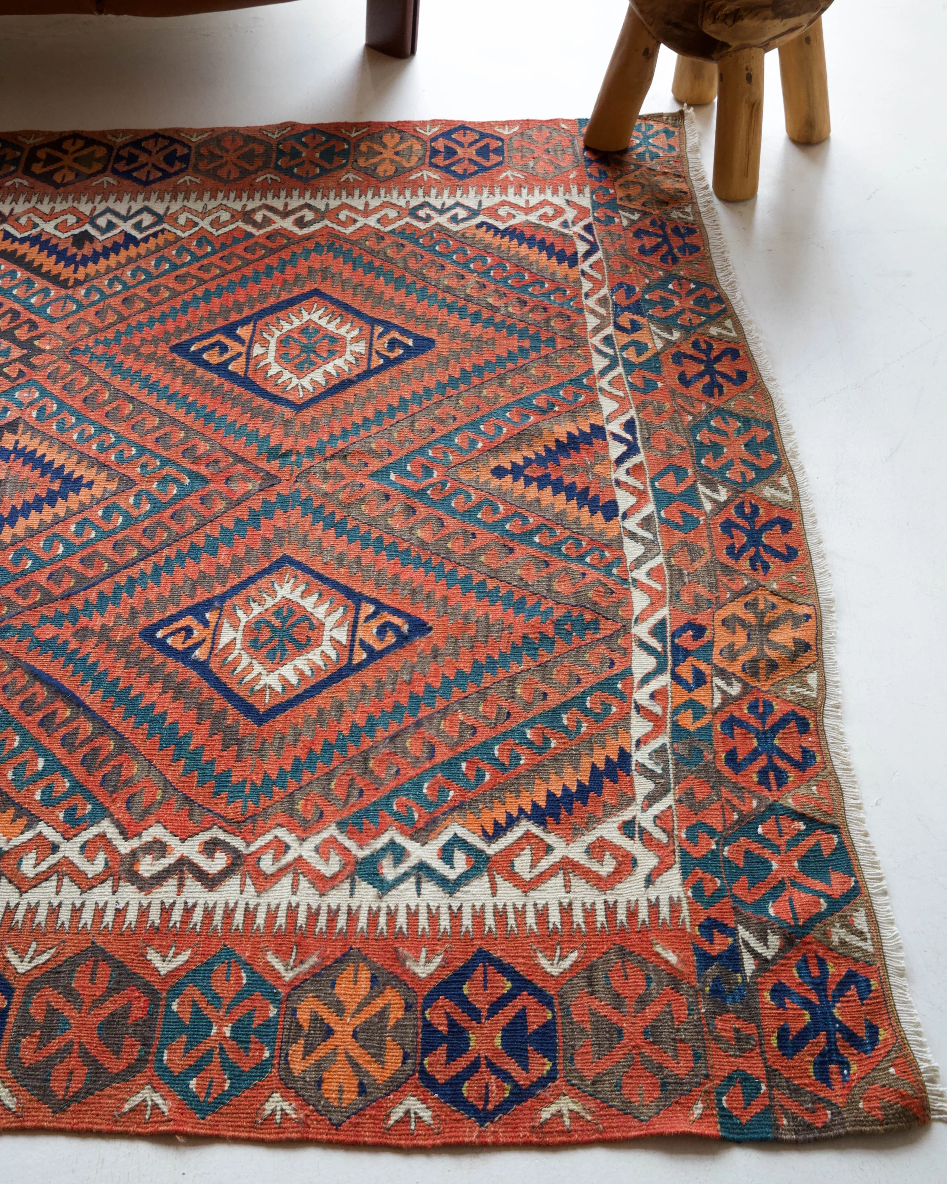 Vintage Turkish Fethiye Kilim Rug 5'4"x8'3"