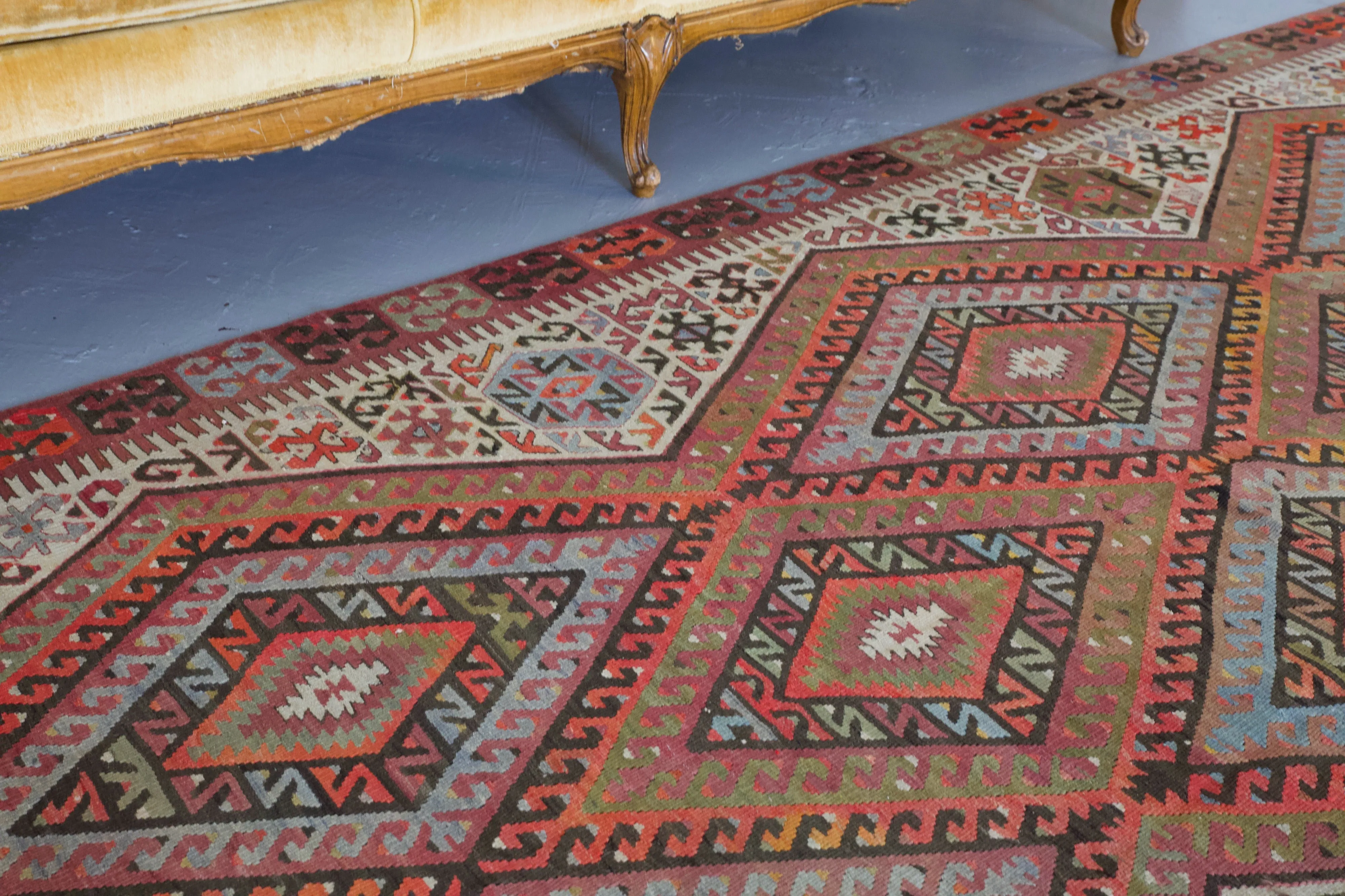 Vintage Turkish Fethiye Kilim Rug 5'x9'5"