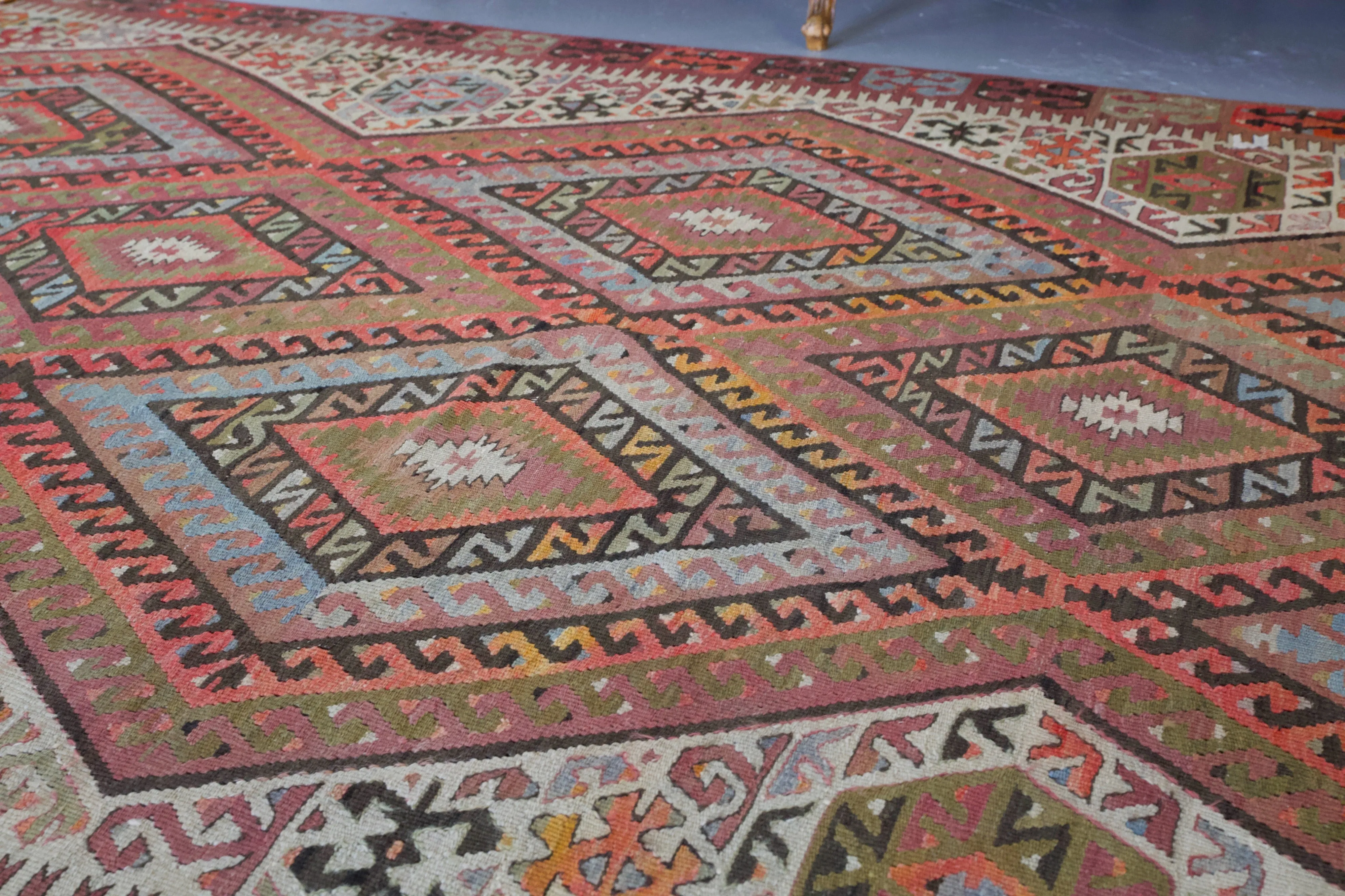 Vintage Turkish Fethiye Kilim Rug 5'x9'5"