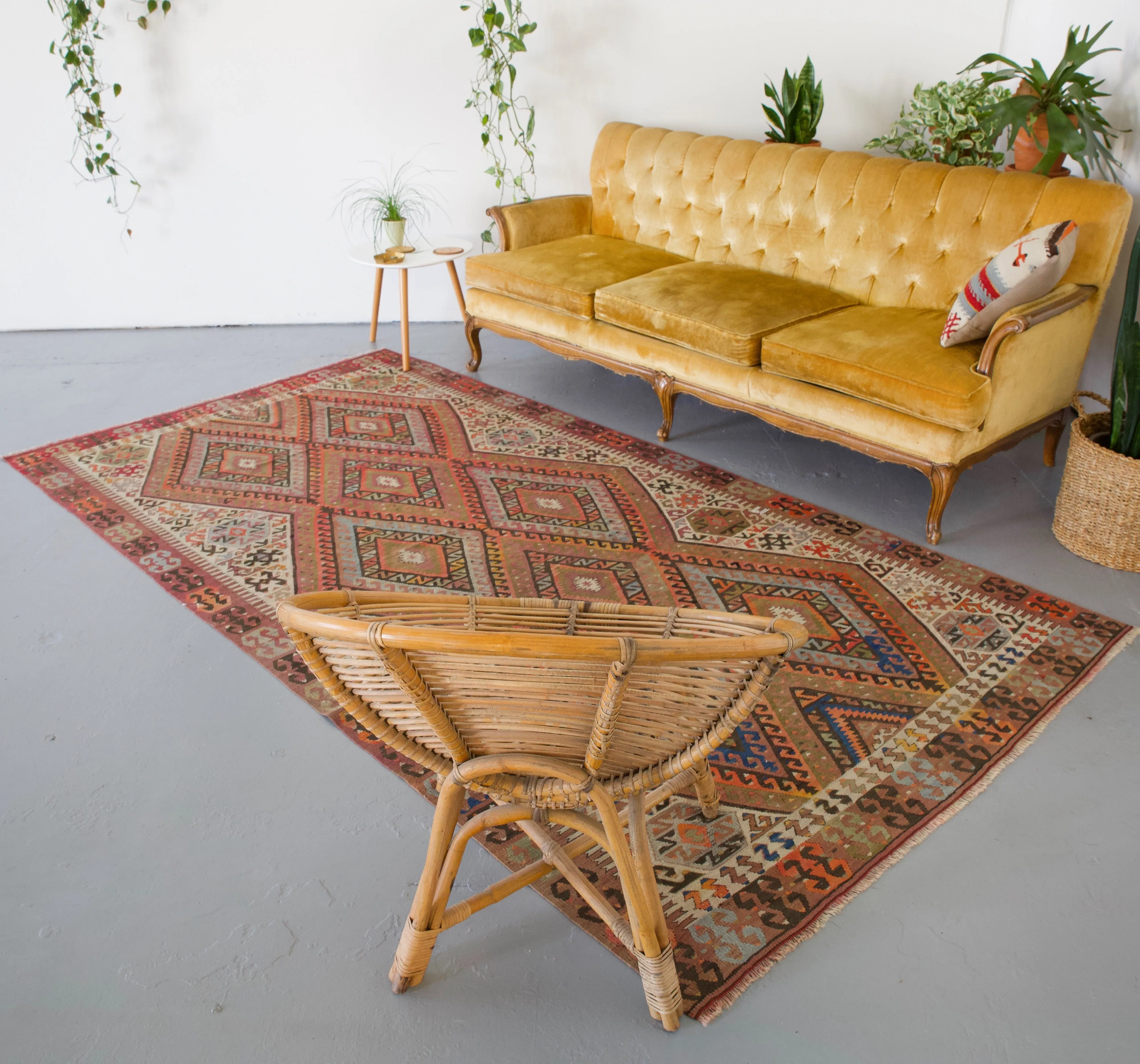 Vintage Turkish Fethiye Kilim Rug 5'x9'5"