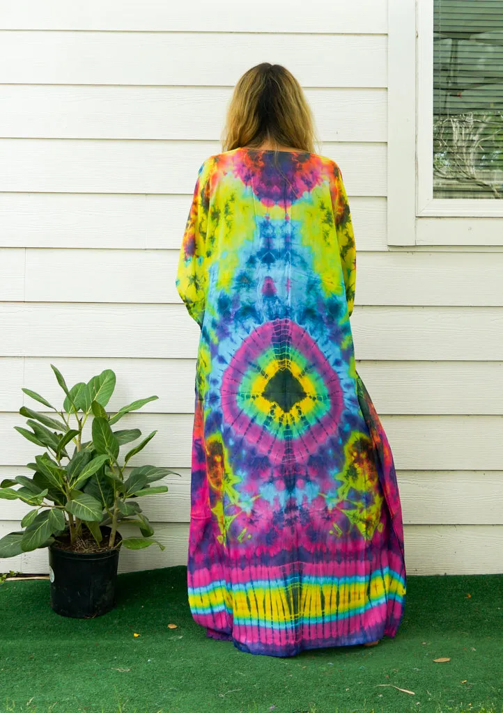 Vivid Spectrum Harmony Tie Dye Kaftan